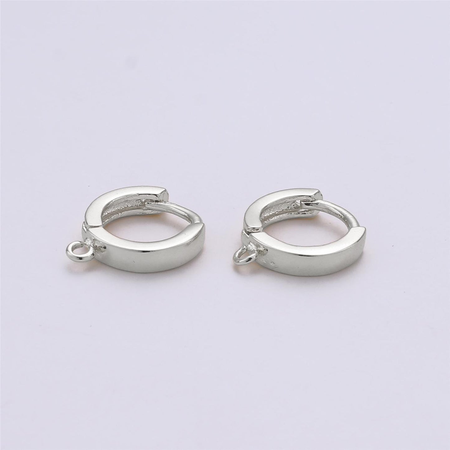 Sterling Silver Earring Findings - Open Link earring Post, 925 sterling silver 12mm Huggie hoop earring K-519