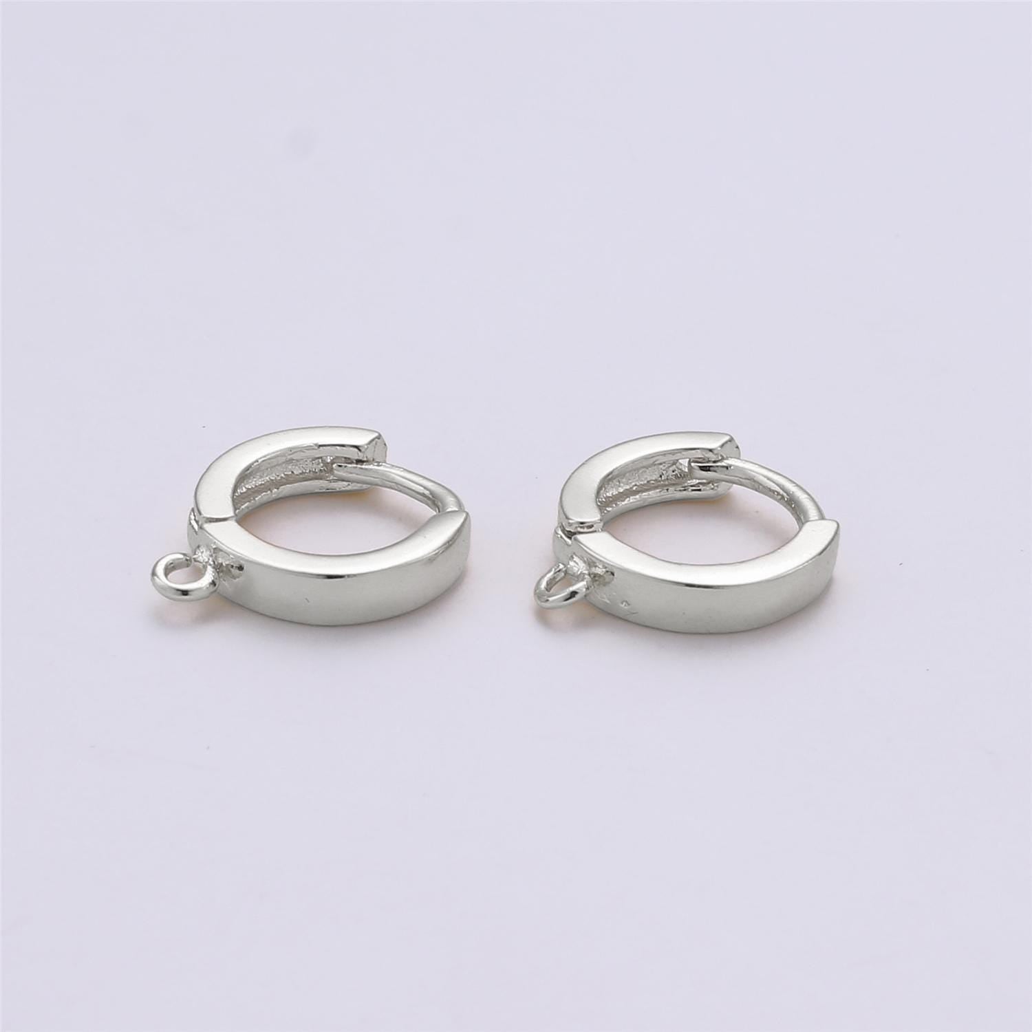 Sterling Silver Earring Findings - Open Link earring Post, 925 sterling silver 12mm Huggie hoop earring K-519