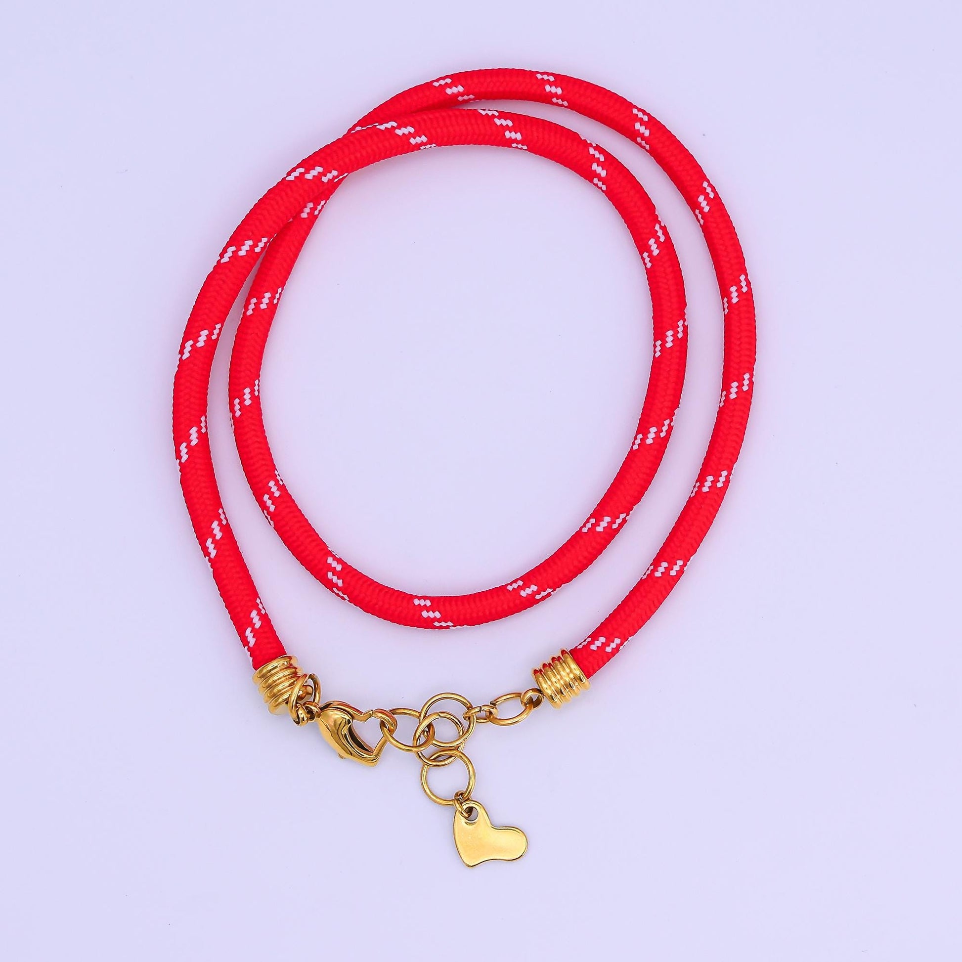 Stainless Steel 5mm Red, Green Heart Summer Sport Cord 18.5 Inch Necklace | WA-3157 WA-3158