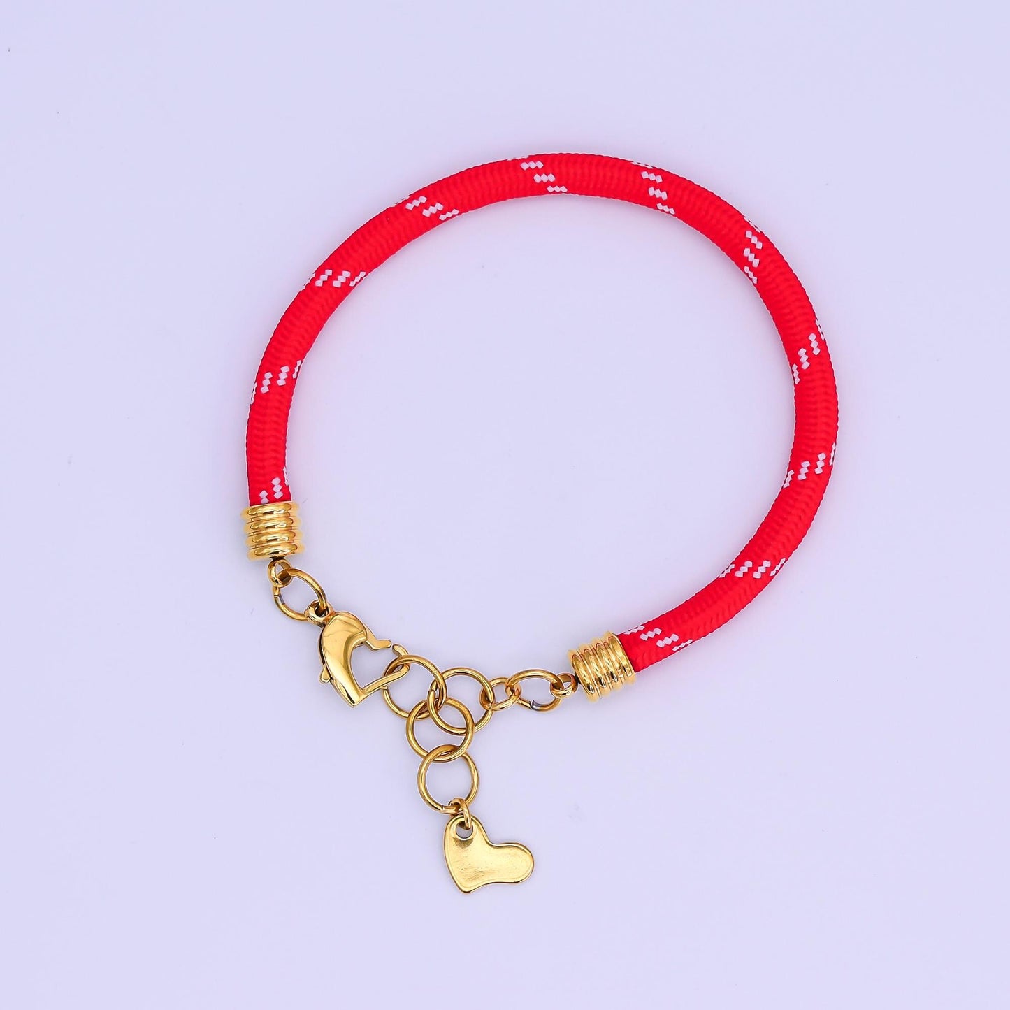 Stainless Steel 5mm Red, Green Heart Summer Sport Cord Bracelet | WA-3159 WA-3160