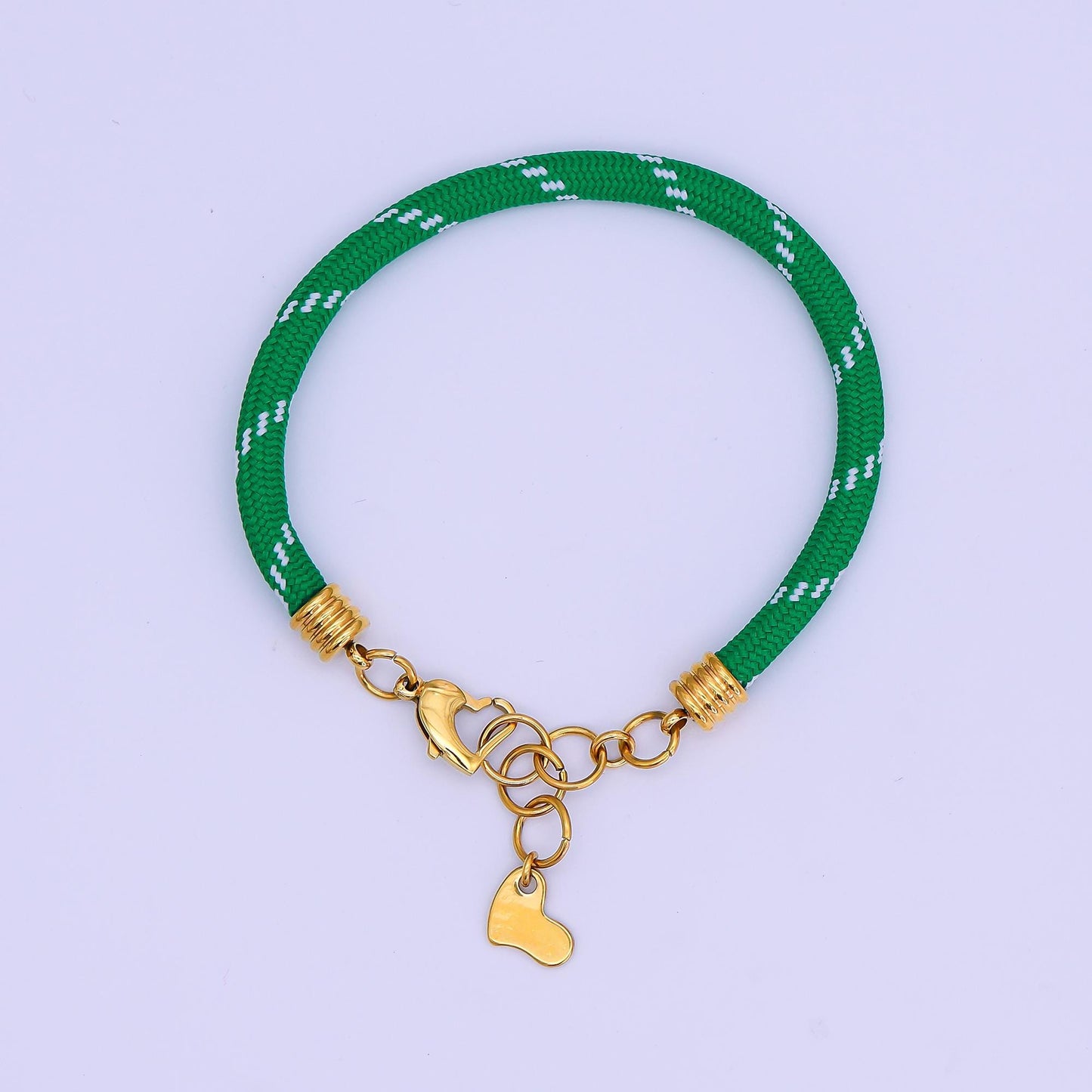 Stainless Steel 5mm Red, Green Heart Summer Sport Cord Bracelet | WA-3159 WA-3160