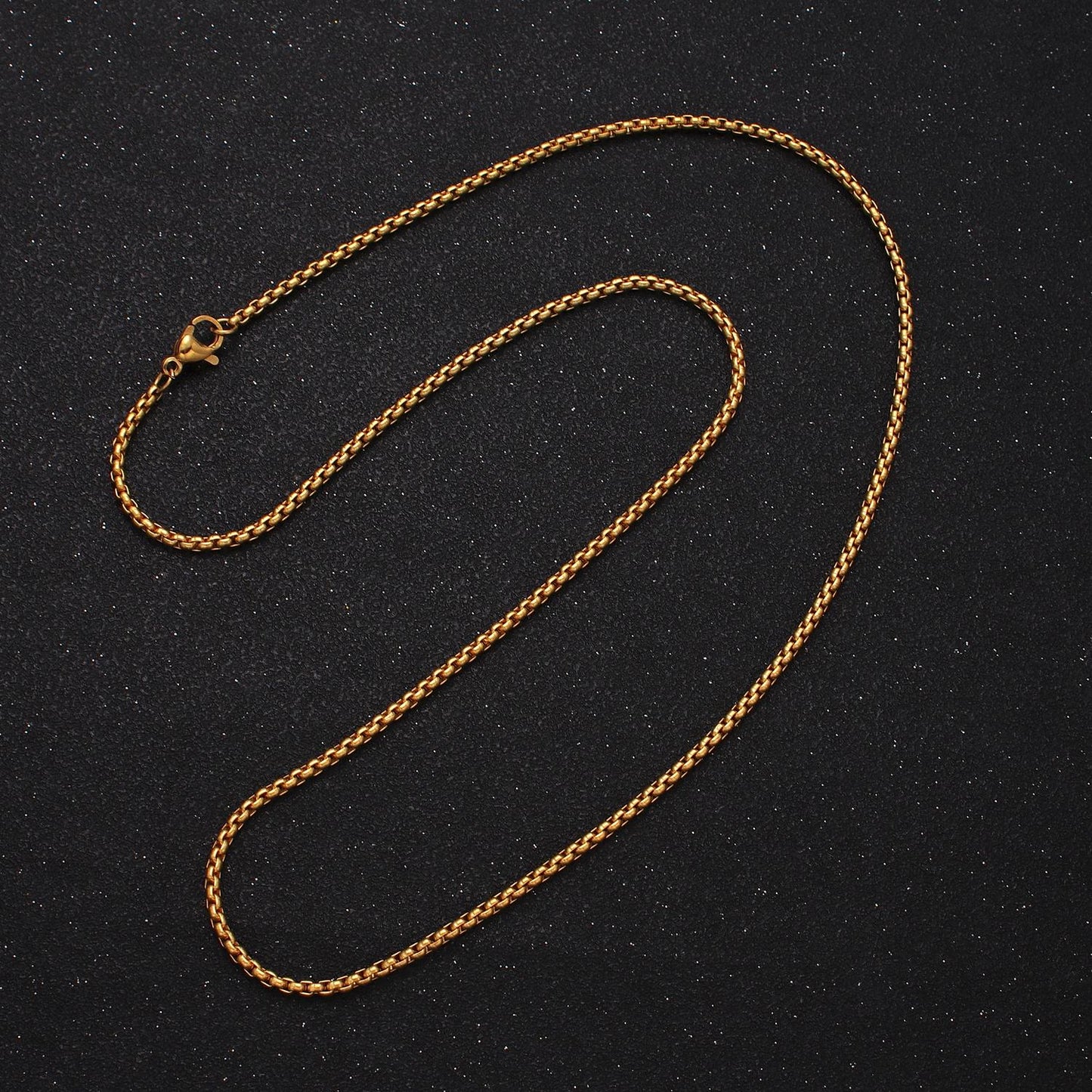 Cable Rolo Chain Necklace for Men or Women, Stainless Steel Box Chain 2mm Gold Tone Tarnish Free Necklace Chain | WA-1707