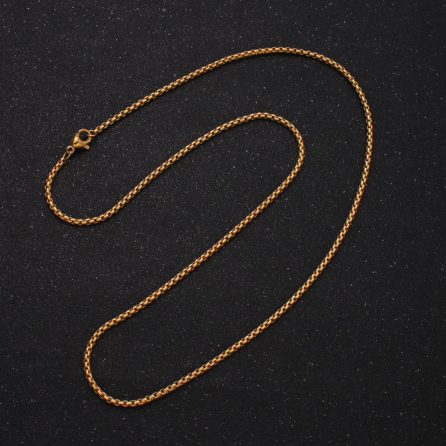 Cable Rolo Chain Necklace for Men or Women, Stainless Steel Box Chain 2mm Gold Tone Tarnish Free Necklace Chain | WA-1707