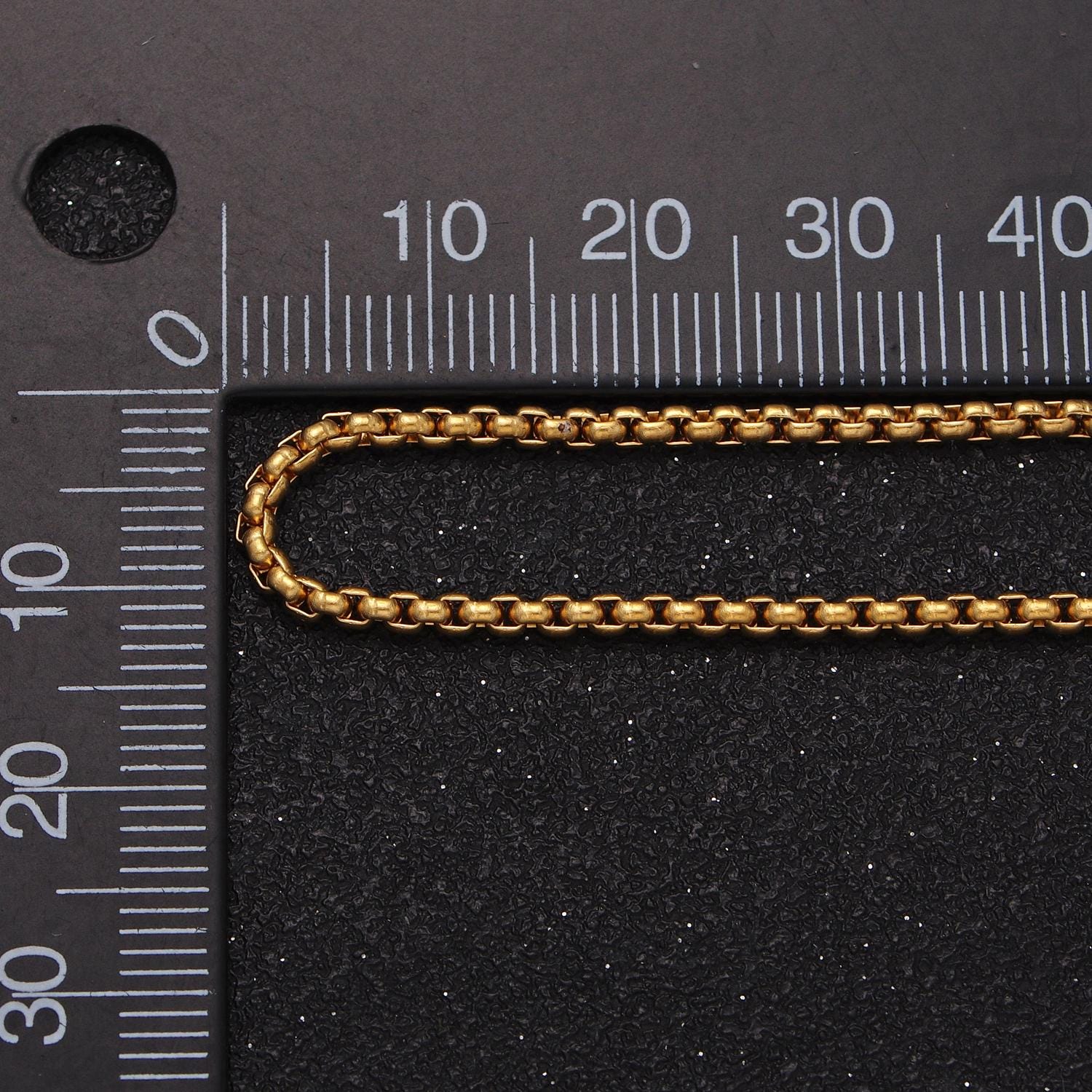Cable Rolo Chain Necklace for Men or Women, Stainless Steel Box Chain 2mm Gold Tone Tarnish Free Necklace Chain | WA-1707