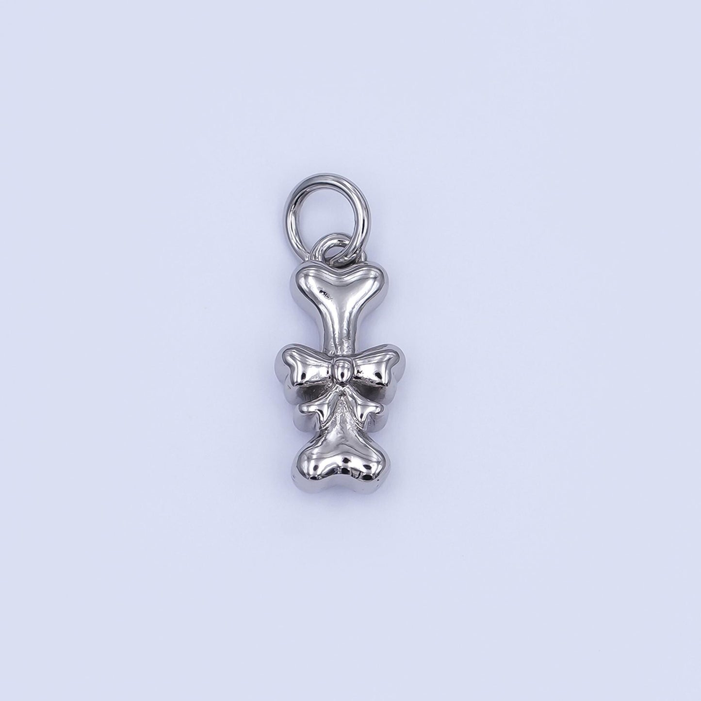 24K Gold Filled Dog Bone Ribbon Pet Multidimensional 3D Charm in Gold & Silver | AJ290