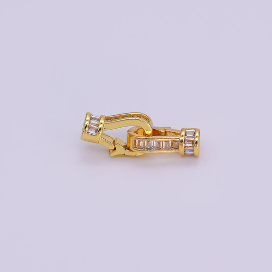 24K Gold Filled Baguette CZ Snap Hook Closure Enhancer Finding Set | Z1270