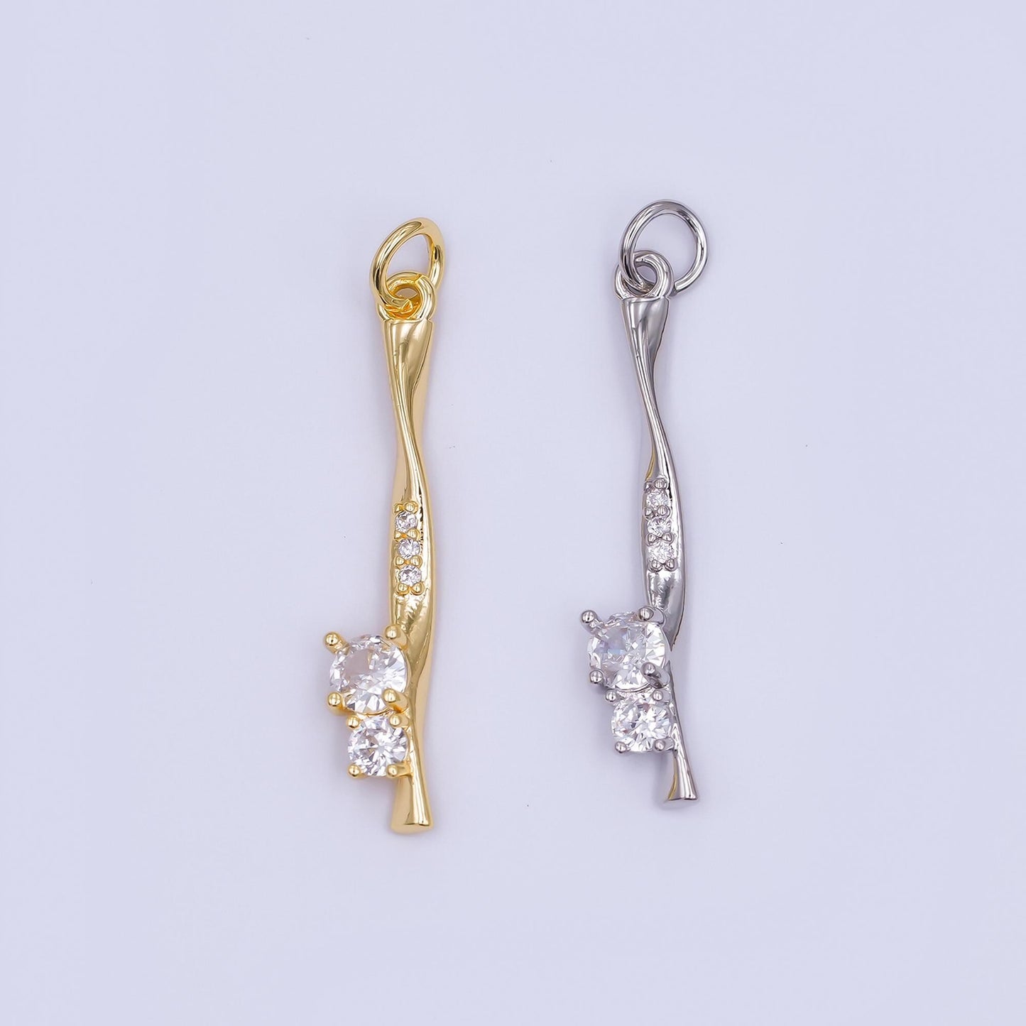 24K Gold Filled Micro Paved CZ Molten Drip Charm in Gold & Silver | AF469