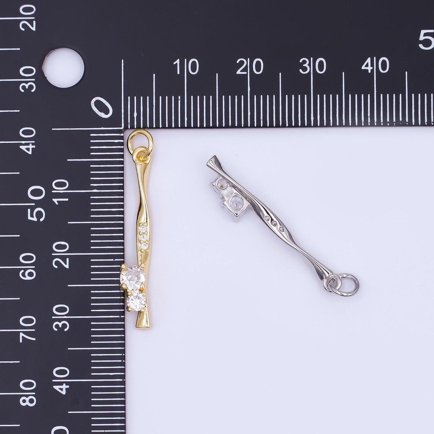 24K Gold Filled Micro Paved CZ Molten Drip Charm in Gold & Silver | AF469