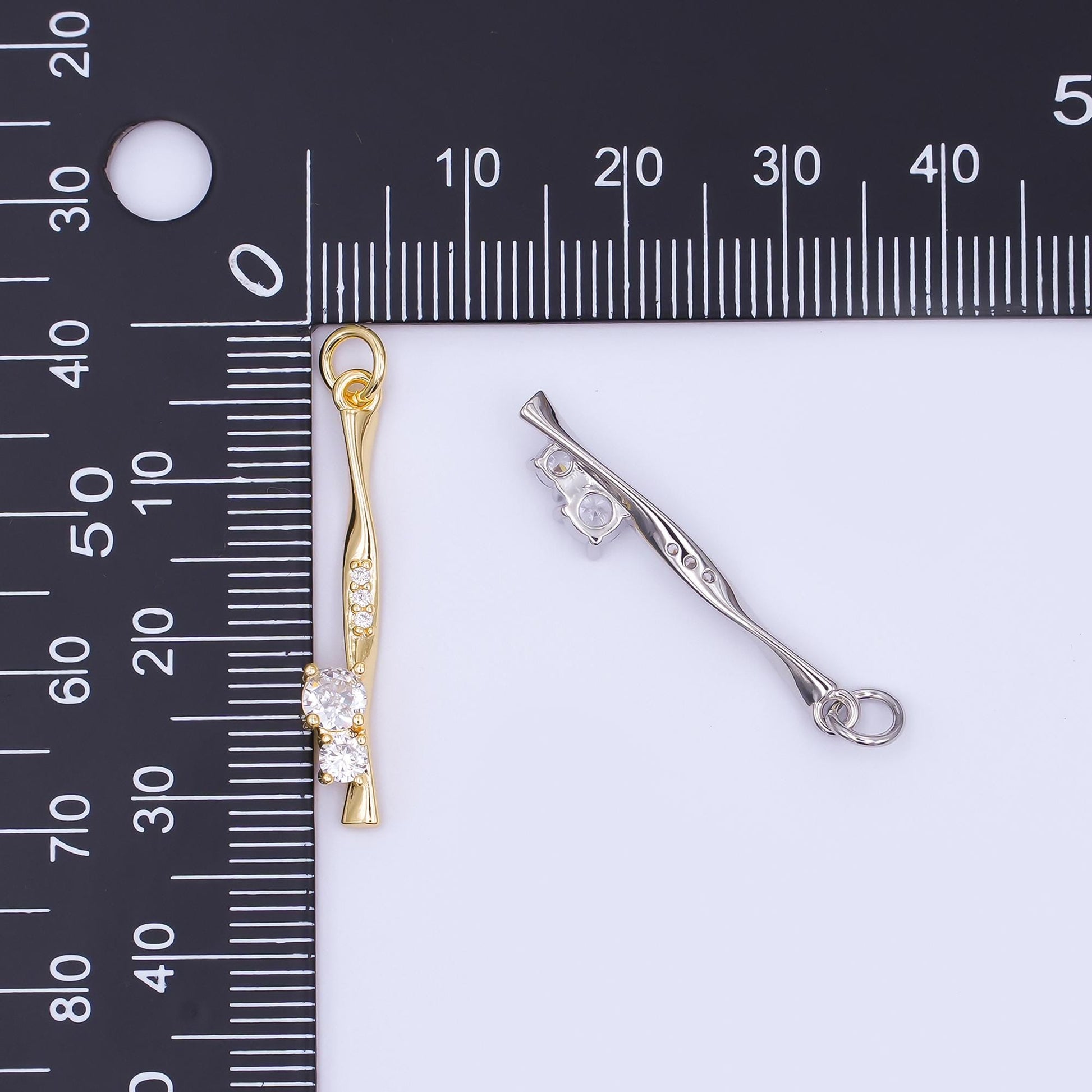 24K Gold Filled Micro Paved CZ Molten Drip Charm in Gold & Silver | AF469