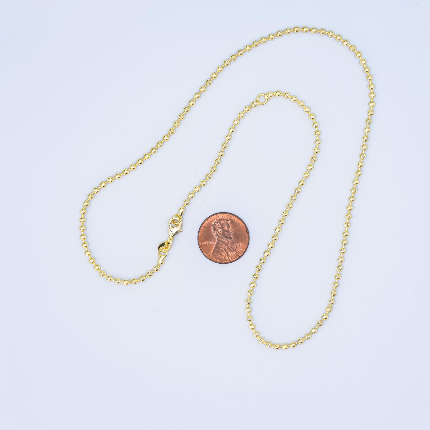 14K Gold Filled 2.5mm Ball Bead Bar 17.5 Inch Necklace | WA-2742