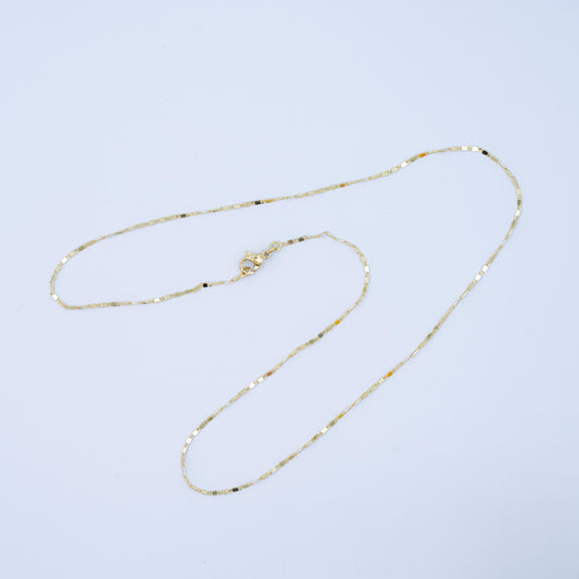 14K Gold Filled 1.4mm Flat Mariner Chain Link Layering Chain Necklace | WA-2754