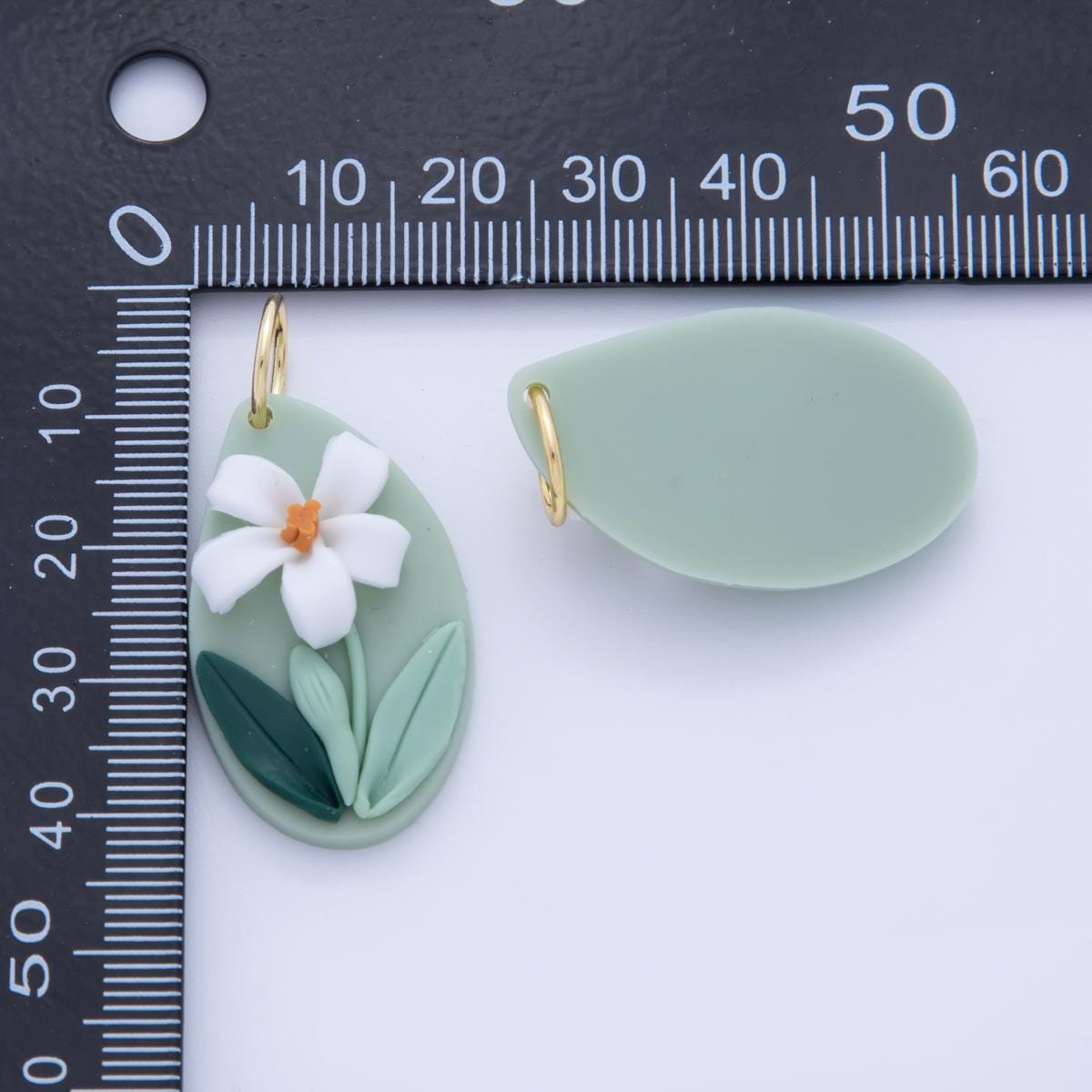 Floral Polymer Clay Daisy Charms – Handmade Oval Dangle Charms with 3D Flower Design, Colorful Boho Earring Necklace Supply AF-32