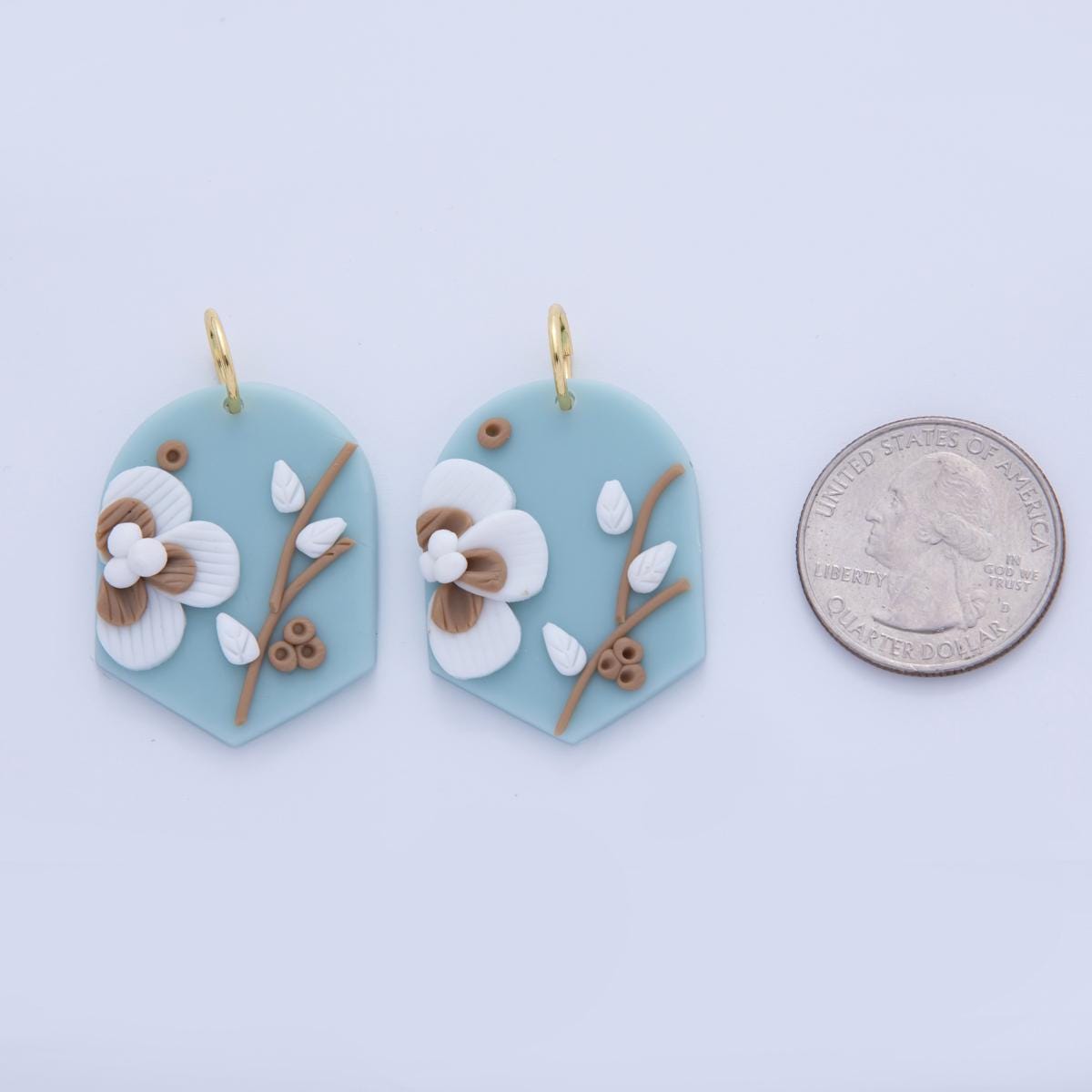 Floral Polymer Clay Sakura Charms – Handmade Geometric Dangle Charms with 3D Flower Design Cherry Blossom Earring Necklace Supply AF-364