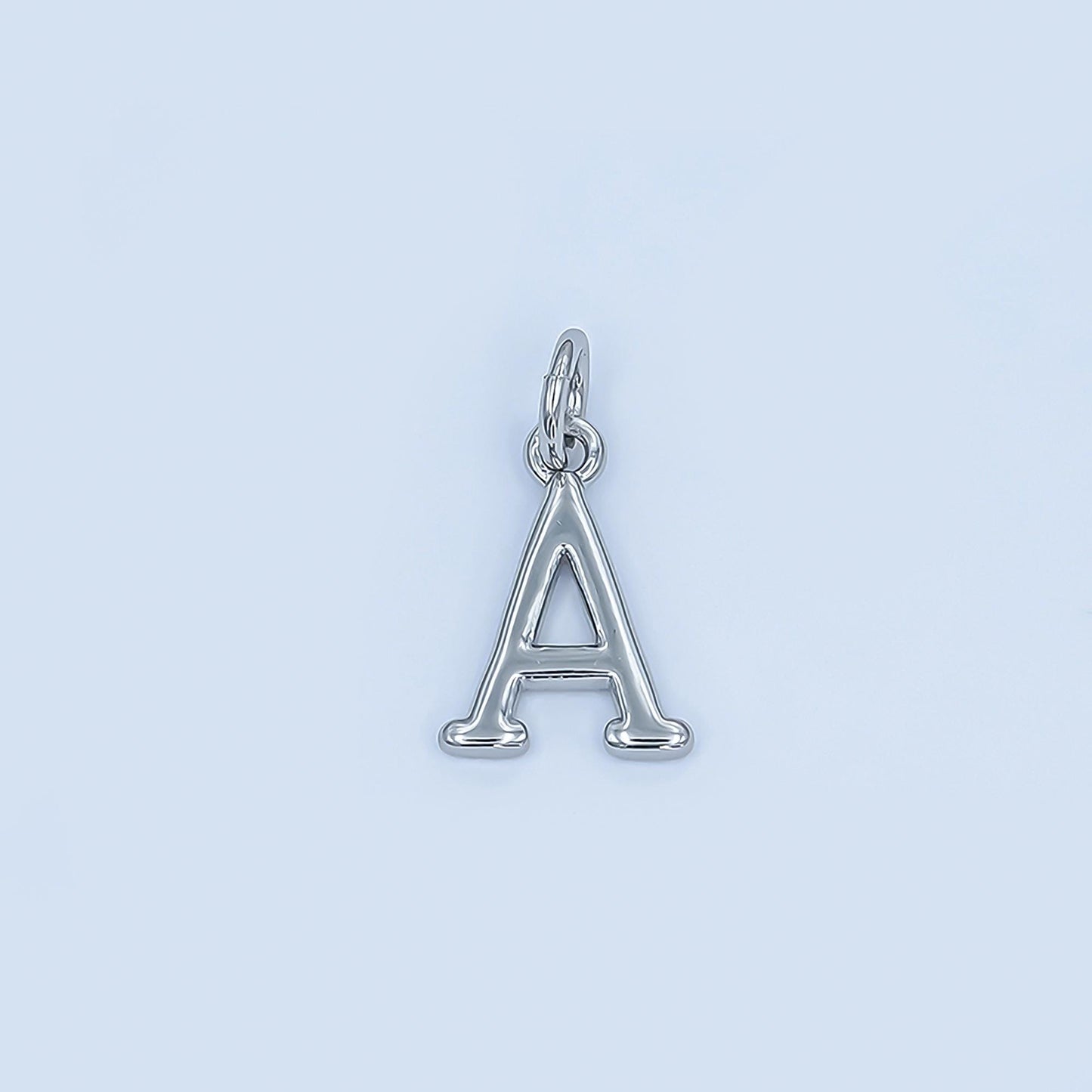 Rhodium Plated Minimalist Initial Letter Charm | A141 - A153