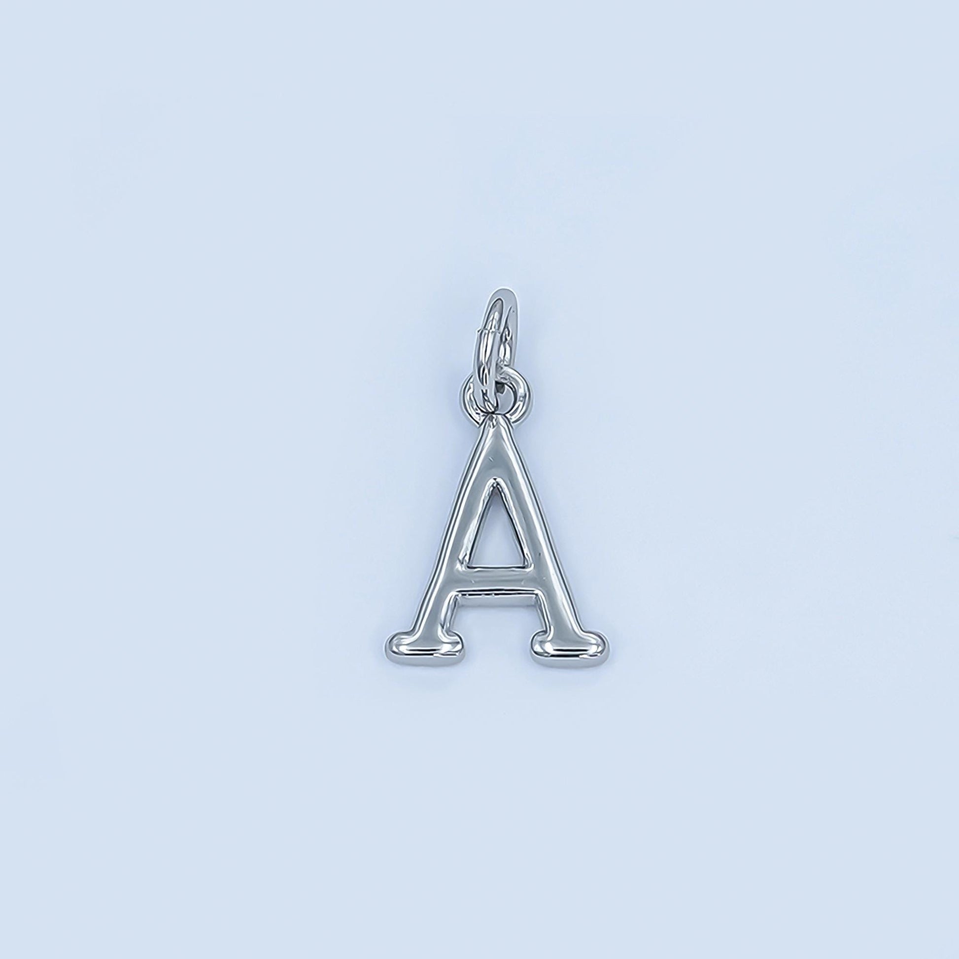 Rhodium Plated Minimalist Initial Letter Charm | A141 - A153