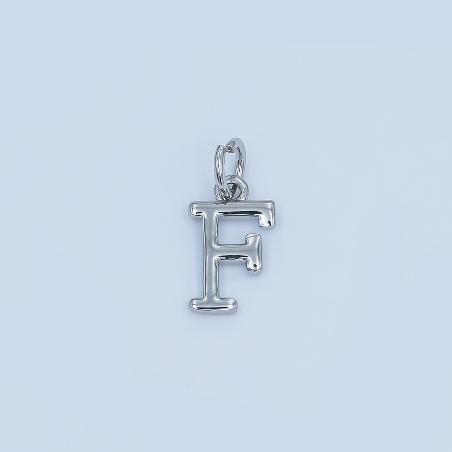 Rhodium Plated Minimalist Initial Letter Charm | A141 - A153