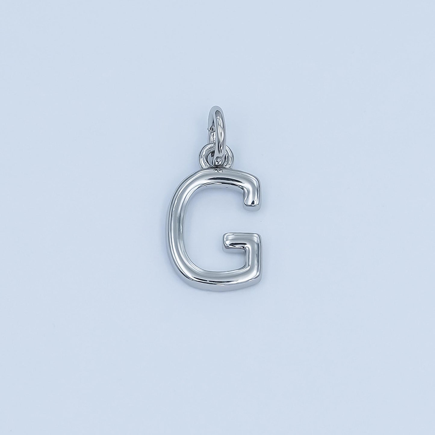 Rhodium Plated Minimalist Initial Letter Charm | A141 - A153