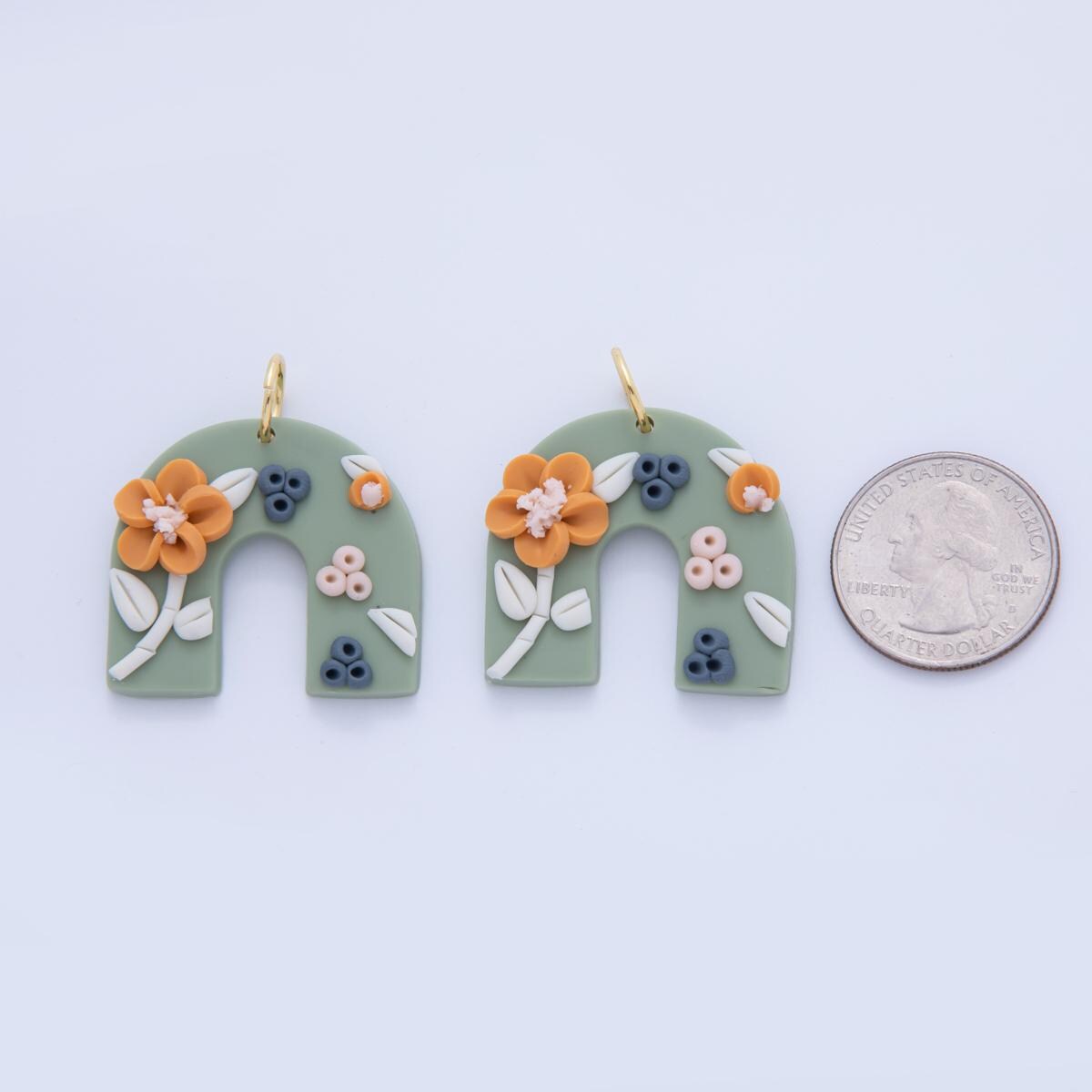 Handmade Polymer Clay U Pendant Garden Floral Charms Pastel Boho Earring Components Drop Dangle Earring Jewelry DIY Supply AF-366
