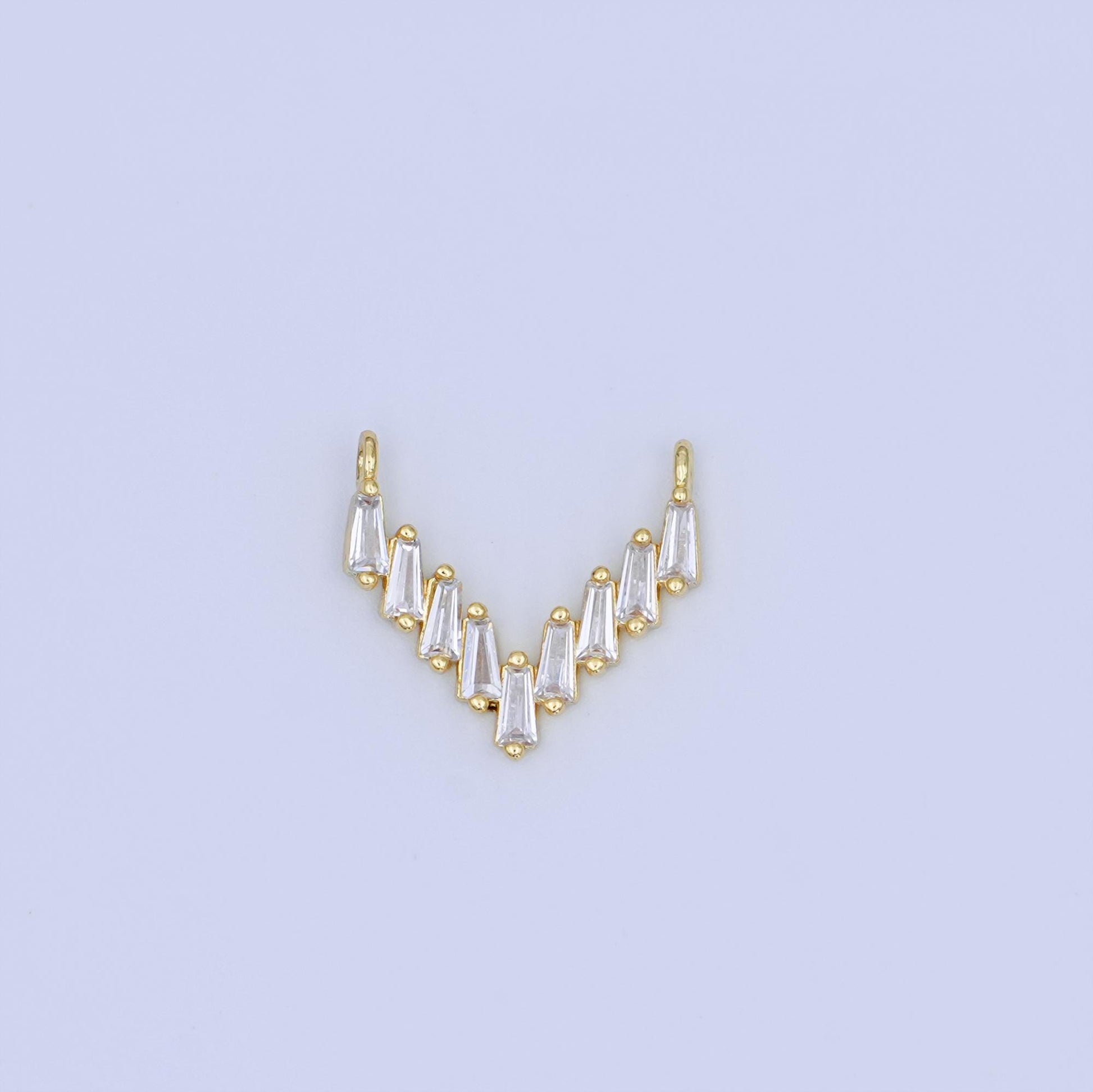24K Gold Filled Clear CZ Baguette V-Shaped Connector | Y025