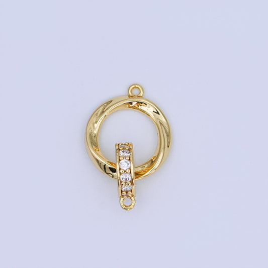 24K Gold Filled Micro Paved CZ Double Round Link Connector | Y027