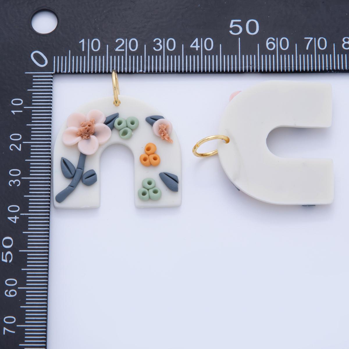 Handmade White Polymer Clay U Pendant Garden Floral Charms Pastel Boho Earring Components Drop Dangle Earring Jewelry DIY Supply AF-373