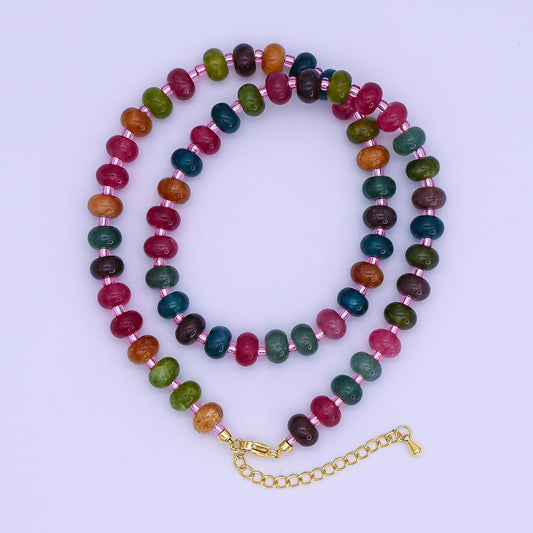 14K Gold Filled Gradient Multicolor Gemstone 16 Inch, 18 Inch Necklace Holiday Jewelry Inspired | WA-3147 WA-3148