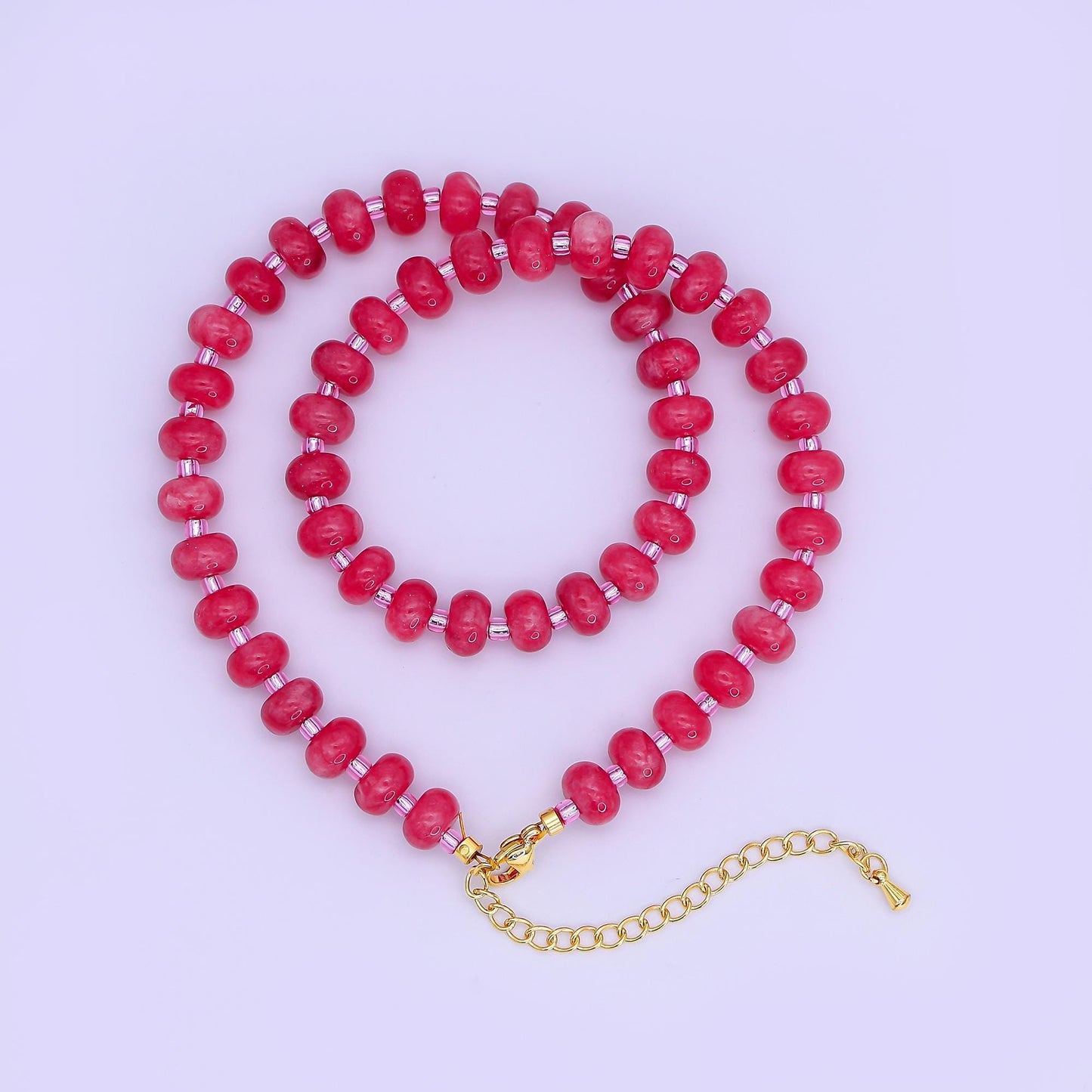 14K Gold Filled Pink Rose Quartz Natural Gemstone 16 Inch, 18 Inch Necklace | WA-3149 WA-3150