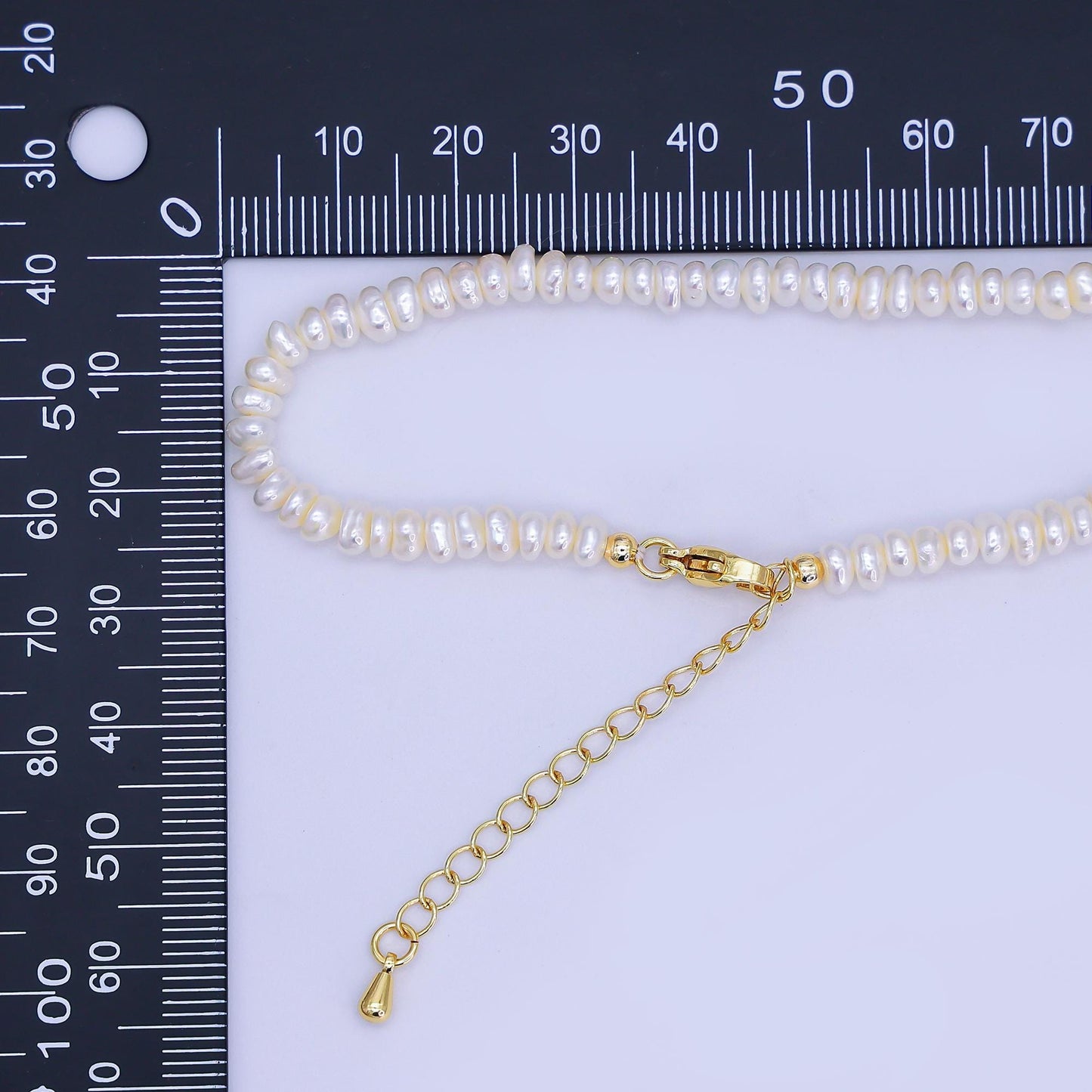 24K Gold Filled 5mm Rhondelle Freshwater Pearl 15 Inch Necklace | WA-3142