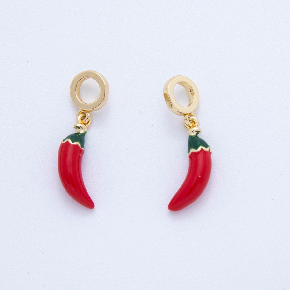 18K Gold Filled Red Chili Peppers Rhondelle Drop Pendant | AF341