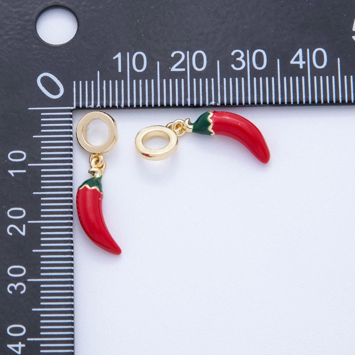 18K Gold Filled Red Chili Peppers Rhondelle Drop Pendant | AF341