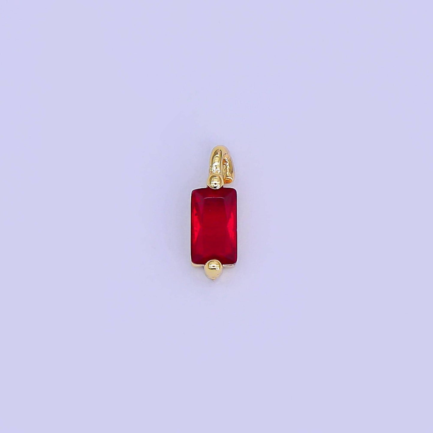 Mini Pink Red CZ emerald cut charm cz gold filled set with cubic zirconia accent for bracelet necklace earring jewelry making E322