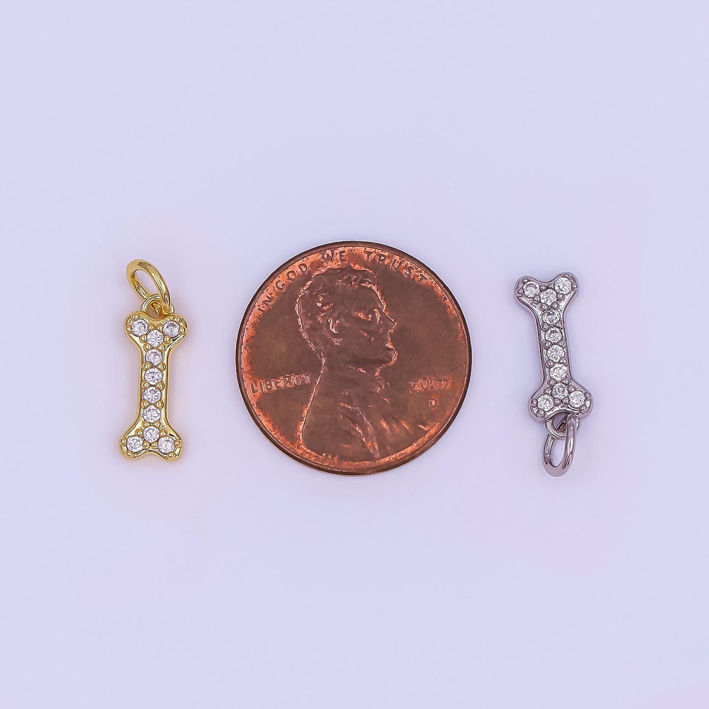 Tiny Micro pave Dog bone charm in 24k gold filled for bracelet necklace earring charm supply N-978