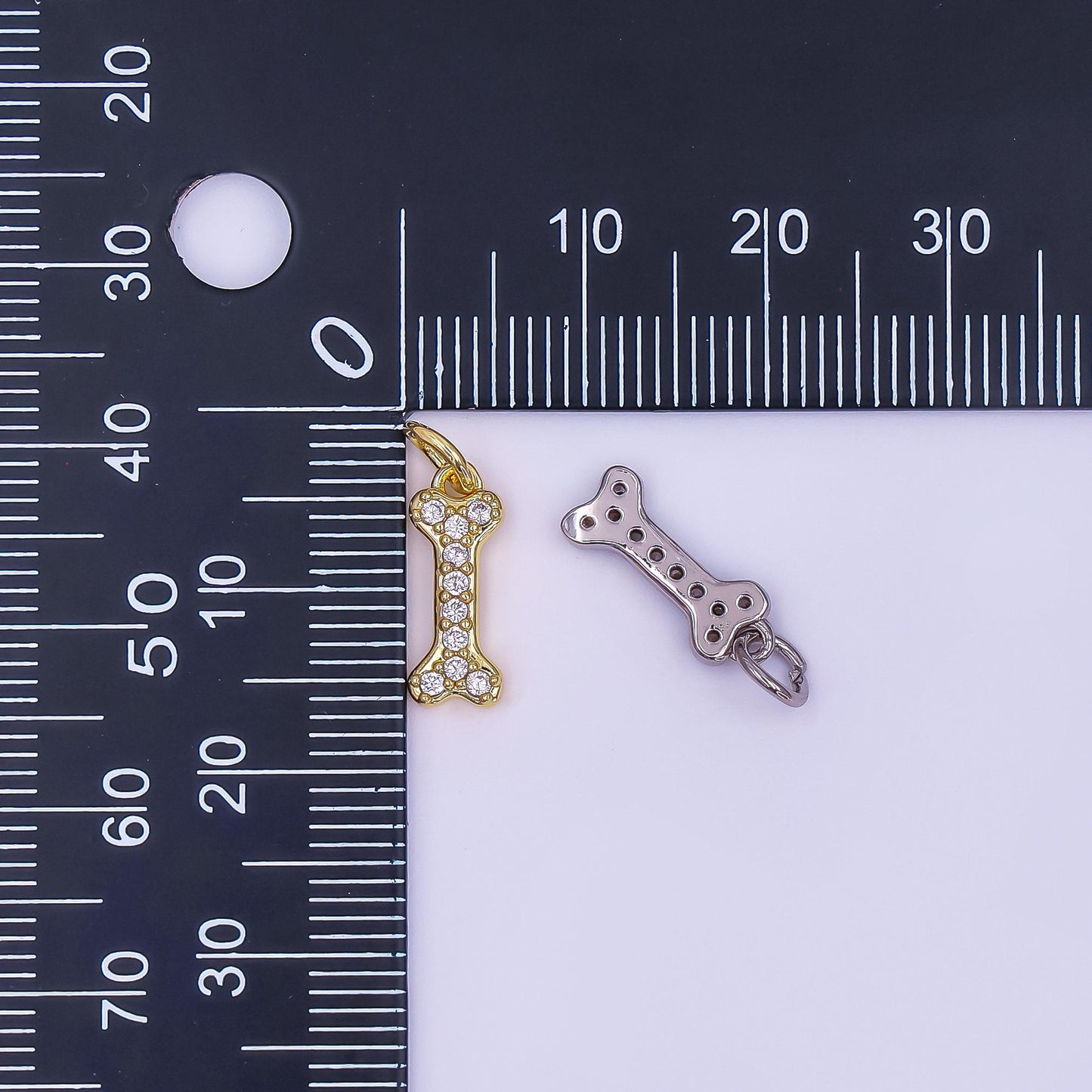 Tiny Micro pave Dog bone charm in 24k gold filled for bracelet necklace earring charm supply N-978