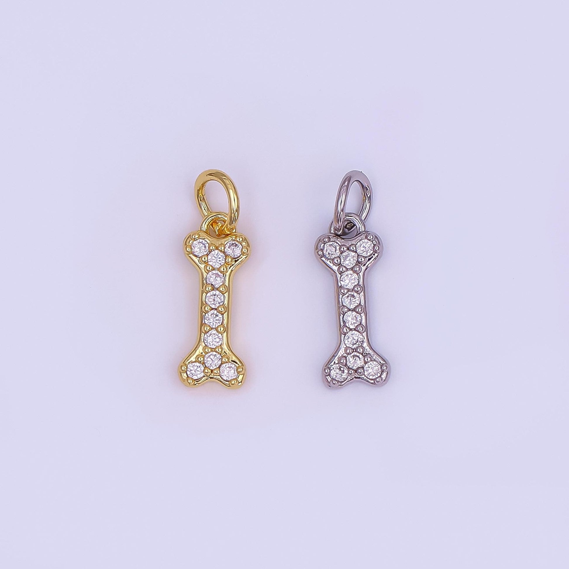 Tiny Micro pave Dog bone charm in 24k gold filled for bracelet necklace earring charm supply N-978