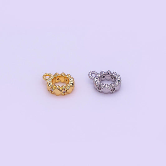 Mini CZ Gold Bail Charm Holder Spacer with Loop Square Bead Spacer 75 mm with Closed Link for Cord Slider Bails Spacer Ring 2-772