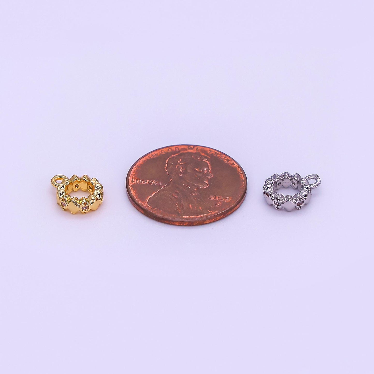 Mini CZ Gold Bail Charm Holder Spacer with Loop Square Bead Spacer 75 mm with Closed Link for Cord Slider Bails Spacer Ring 2-772