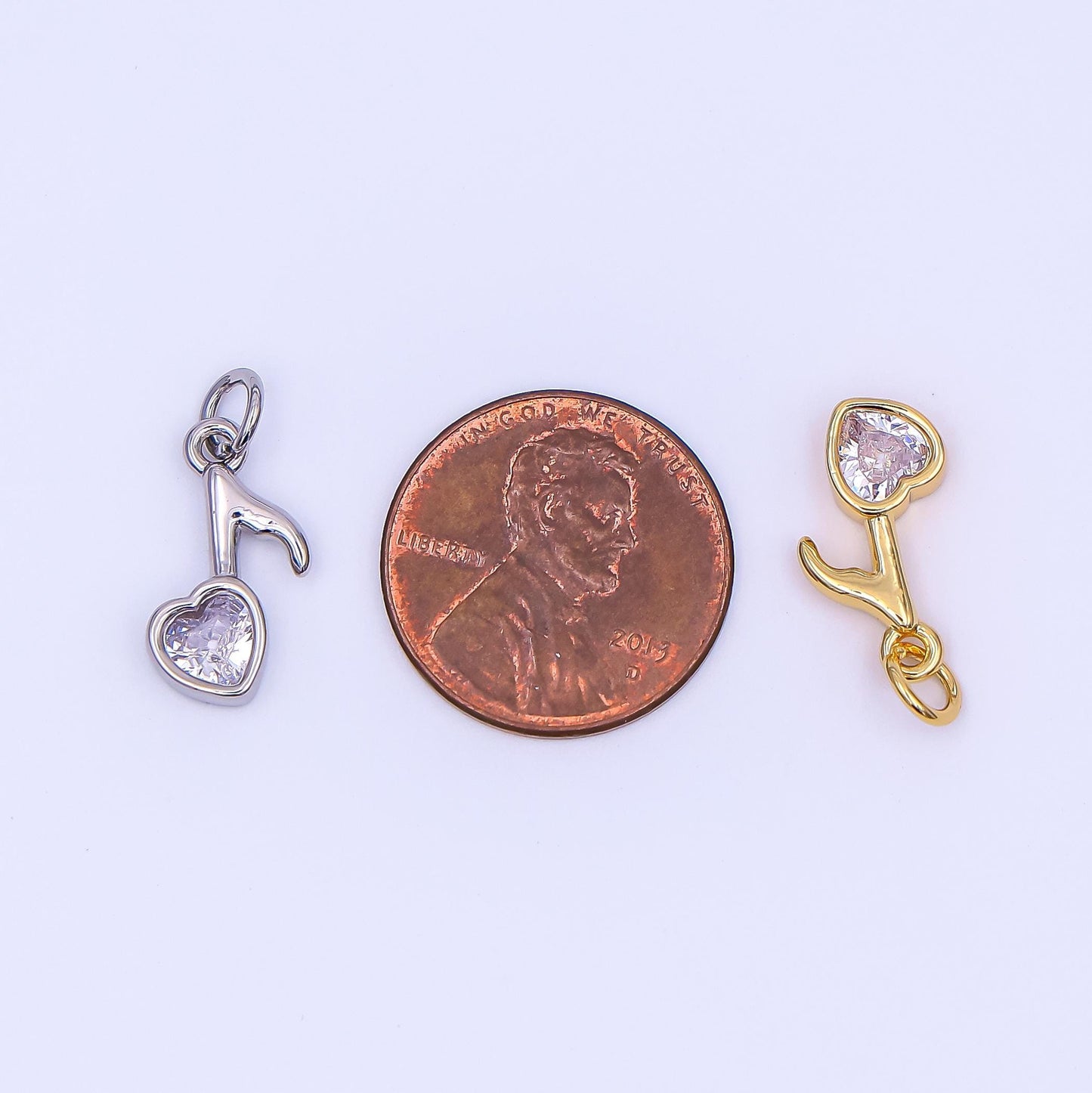Mini Musical Eighth Note Artist Singer Music Charm Pendant in 24k Gold  Micro Pave Heart Notes Charm N-784