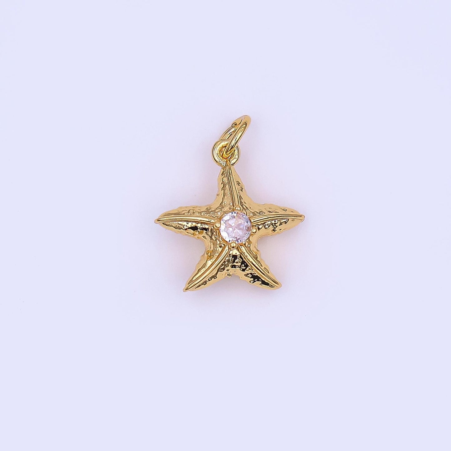 24k gold filled cz starfish clam shell mini start fish charm beach inspired | N-738
