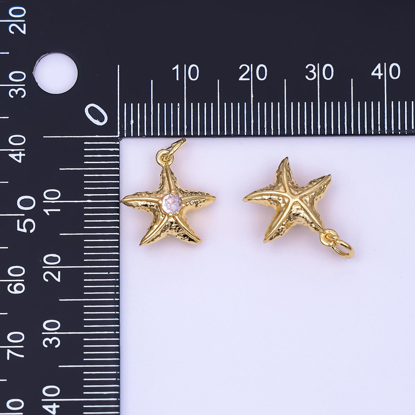 24k gold filled cz starfish clam shell mini start fish charm beach inspired | N-738