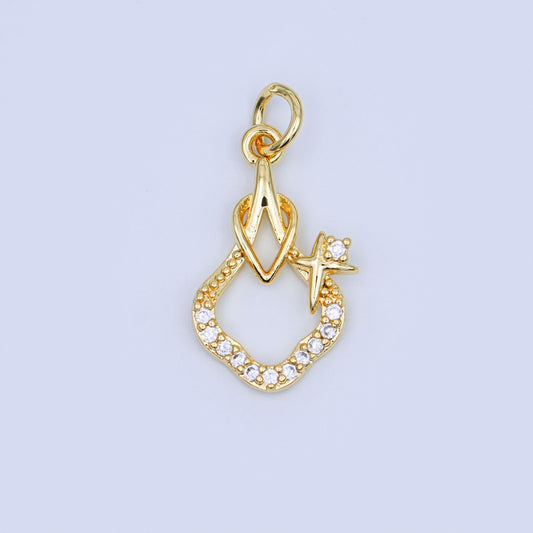 Gold Sparkle Wishbone Charm – Crystal Star Accent – Elegant Gold Pendant for Necklace or Bracelet – Celestial Jewelry Making Supply AF457