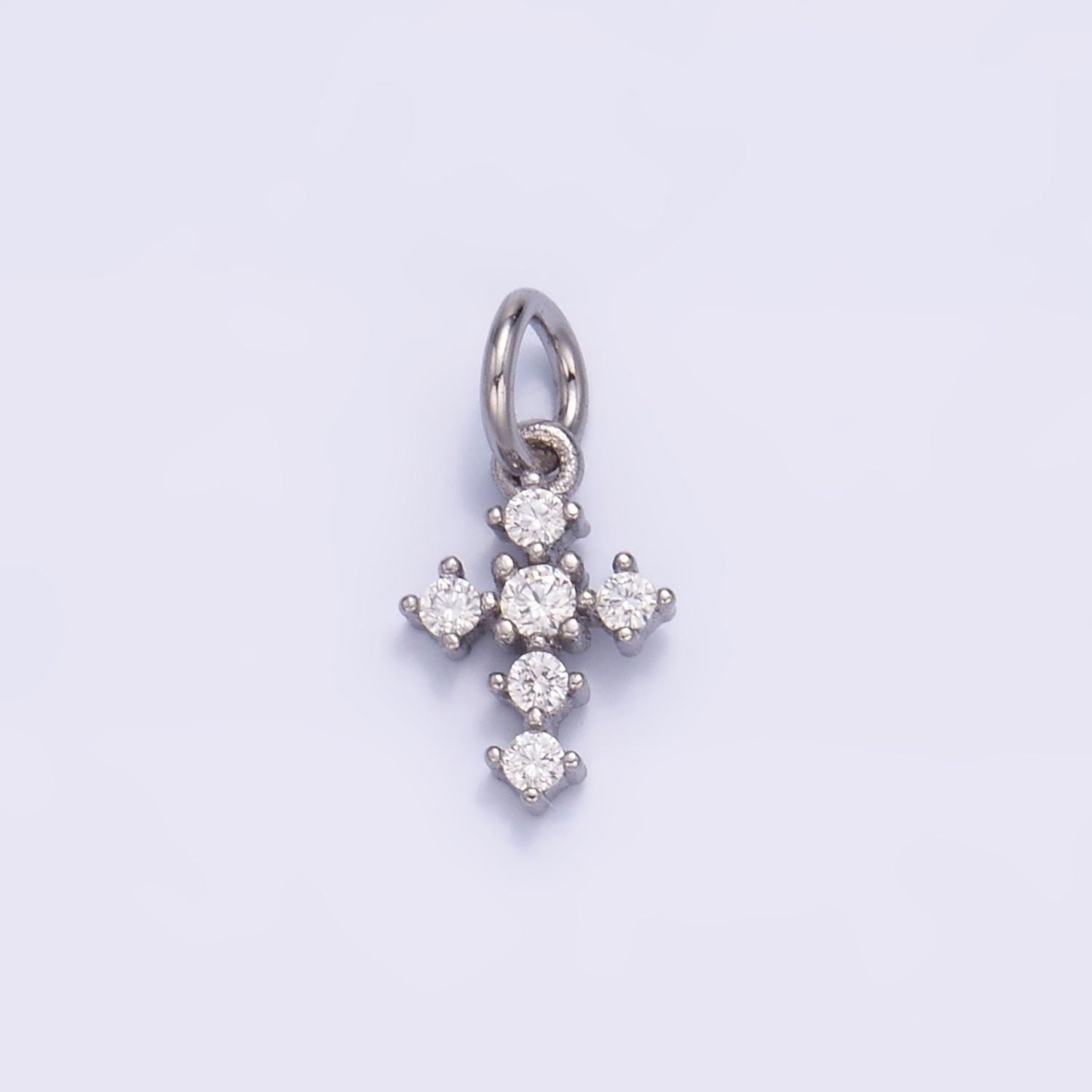 24K Gold Filled Clear CZ Religious Cross Mini Charm in Gold & Silver | W880