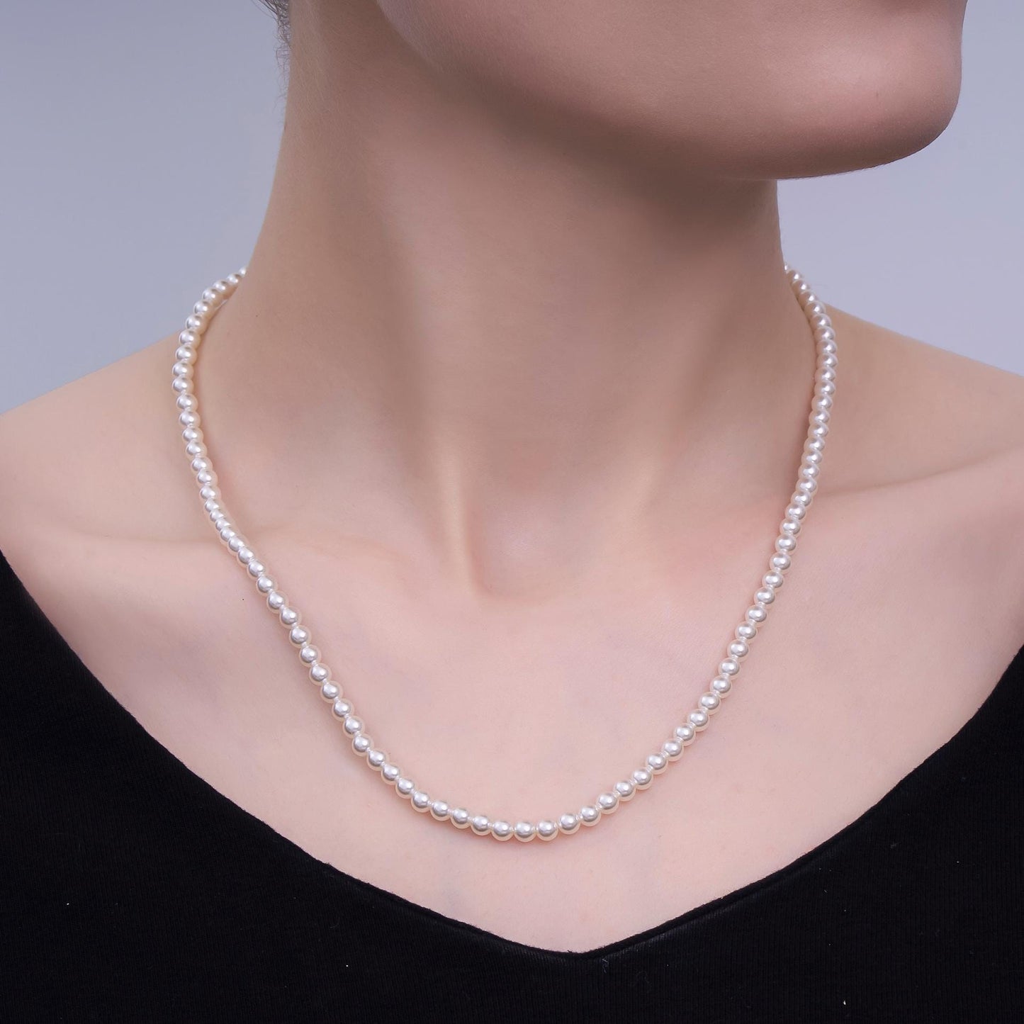 Handcrafted White Shell Pearl Necklace 17 inch + 2 inch extender for Layering minimalist Jewelry Making Supply WA2853