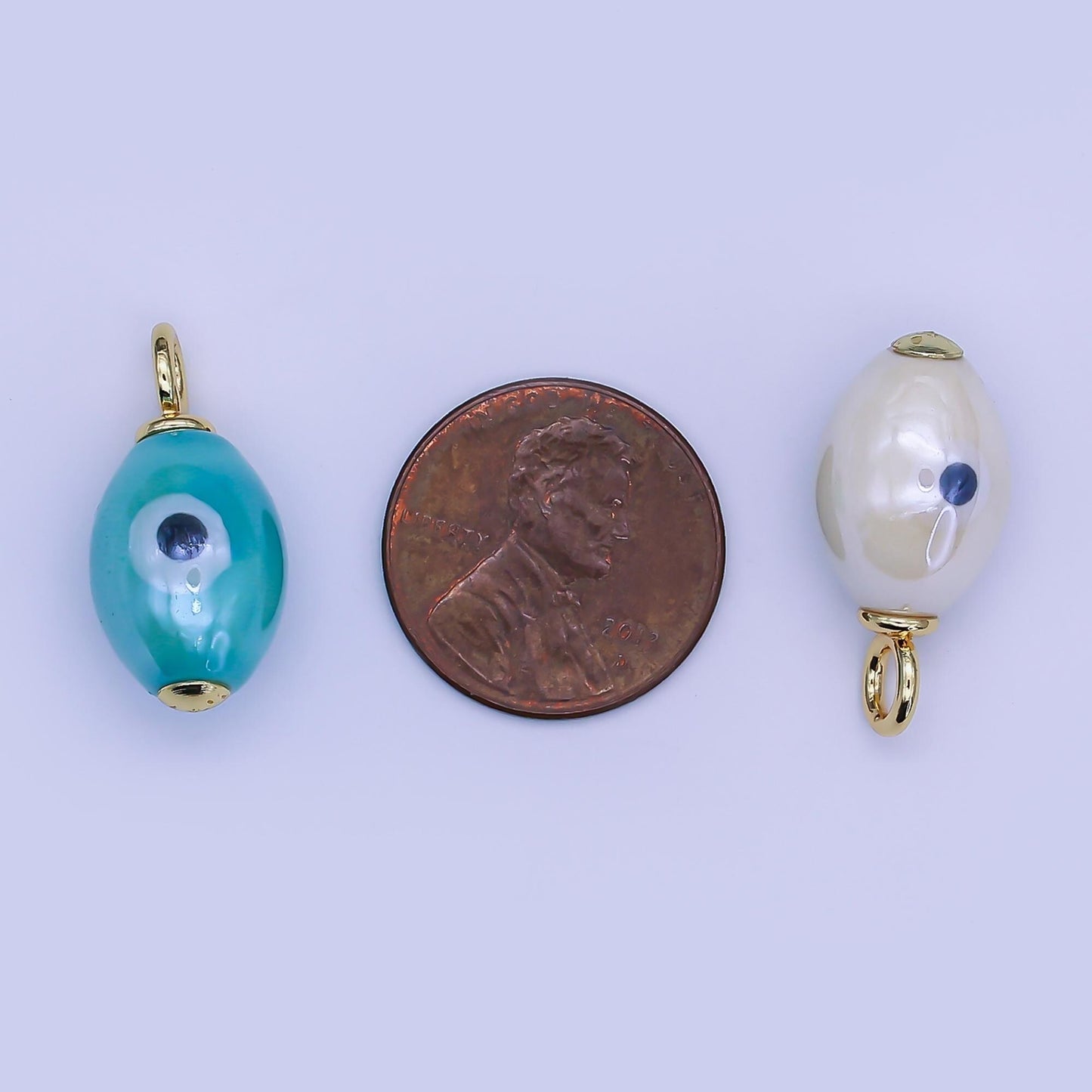 24K Gold Filled Blue, White, Green, Yellow Evil Eye Sphere Ceramic Drop Pendant | C587 C661