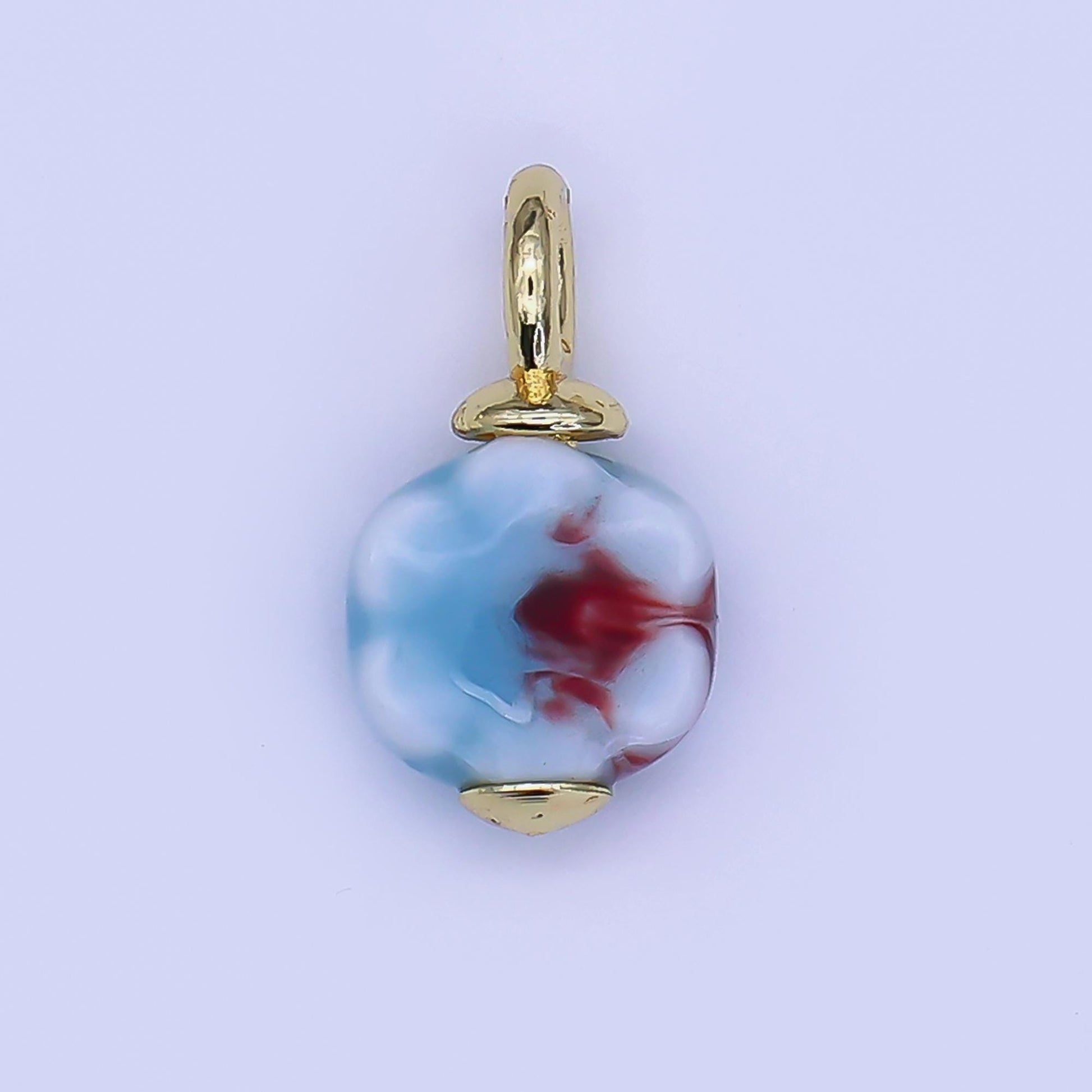 24K Gold Filled Flower Ceramic Drop Pendant Charm Vintage Porcelain Charm | E314 - E320