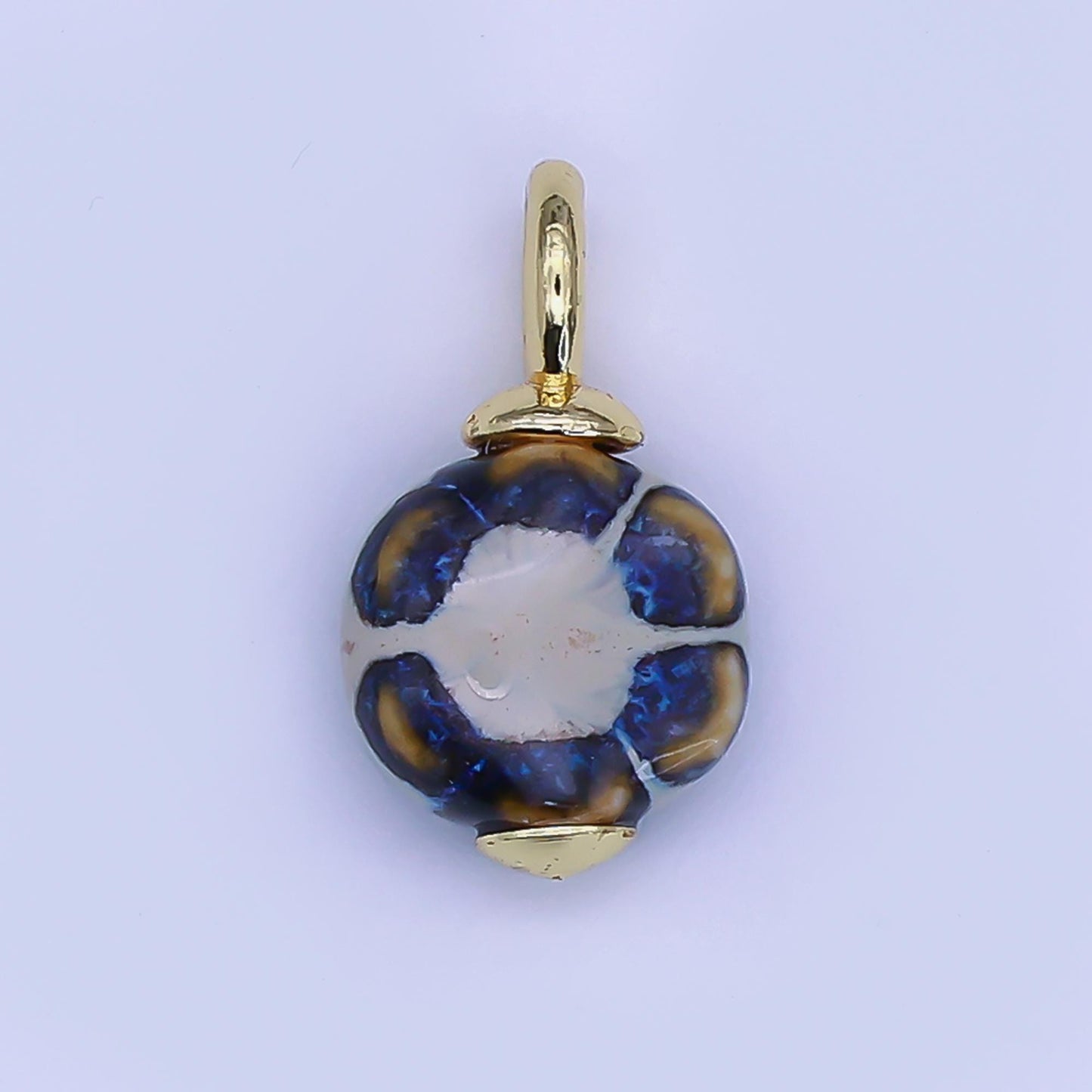 24K Gold Filled Flower Ceramic Drop Pendant Charm Vintage Porcelain Charm | E314 - E320