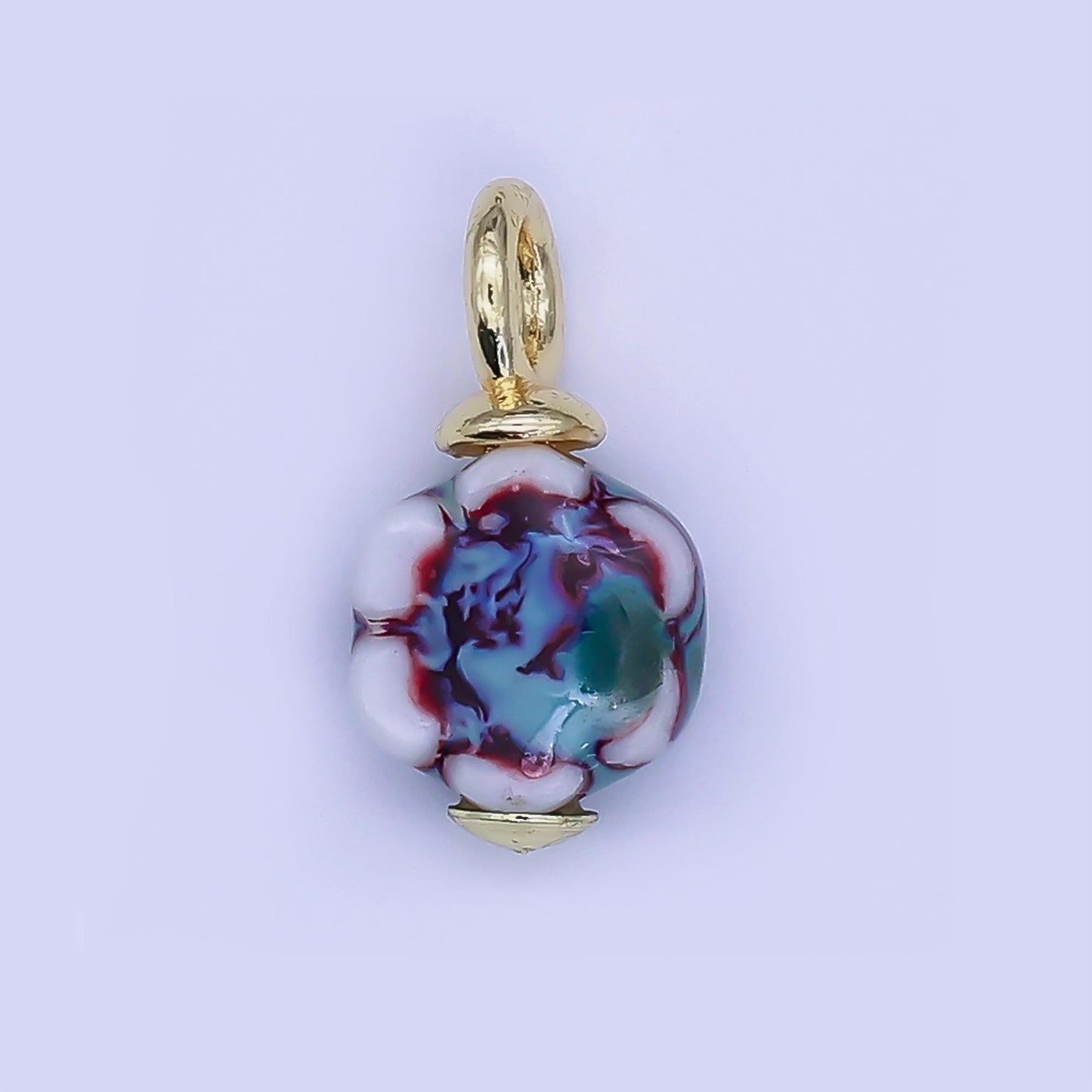 24K Gold Filled Flower Ceramic Drop Pendant Charm Vintage Porcelain Charm | E314 - E320