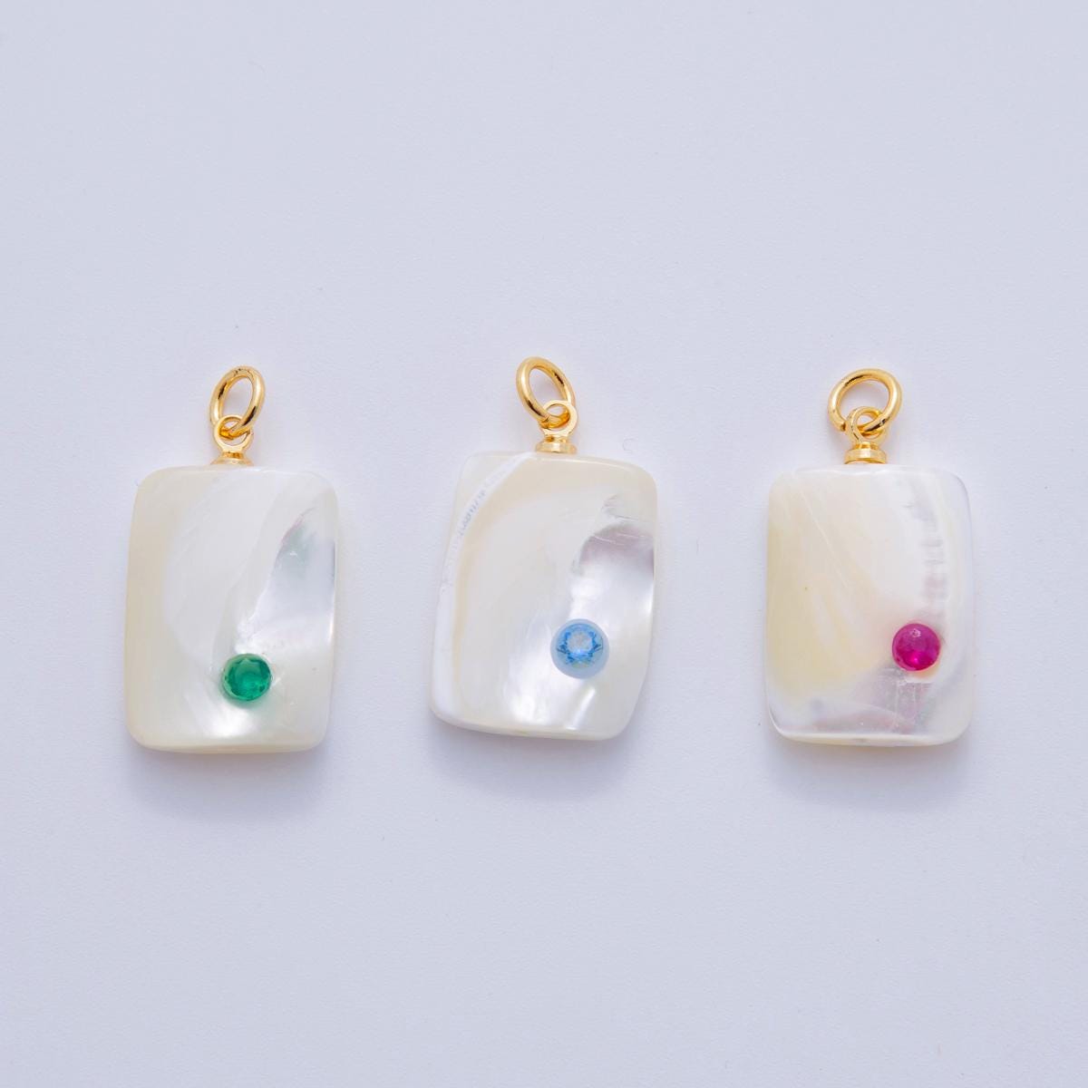 Mini White Tag Shell pearl charms white pearl Blue CZ pendants dainty charm necklace pendant 14 mm pearl drop with bail X-643