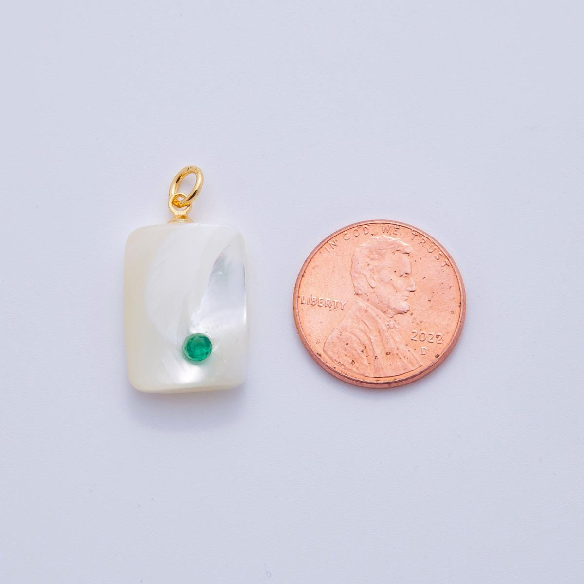 Mini White Tag Shell pearl charms white pearl Blue CZ pendants dainty charm necklace pendant 14 mm pearl drop with bail X-643