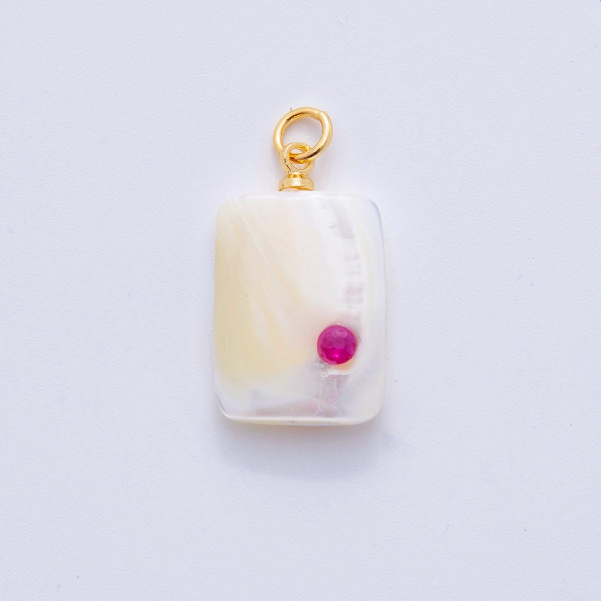 Mini White Tag Shell pearl charms white pearl Blue CZ pendants dainty charm necklace pendant 14 mm pearl drop with bail X-643