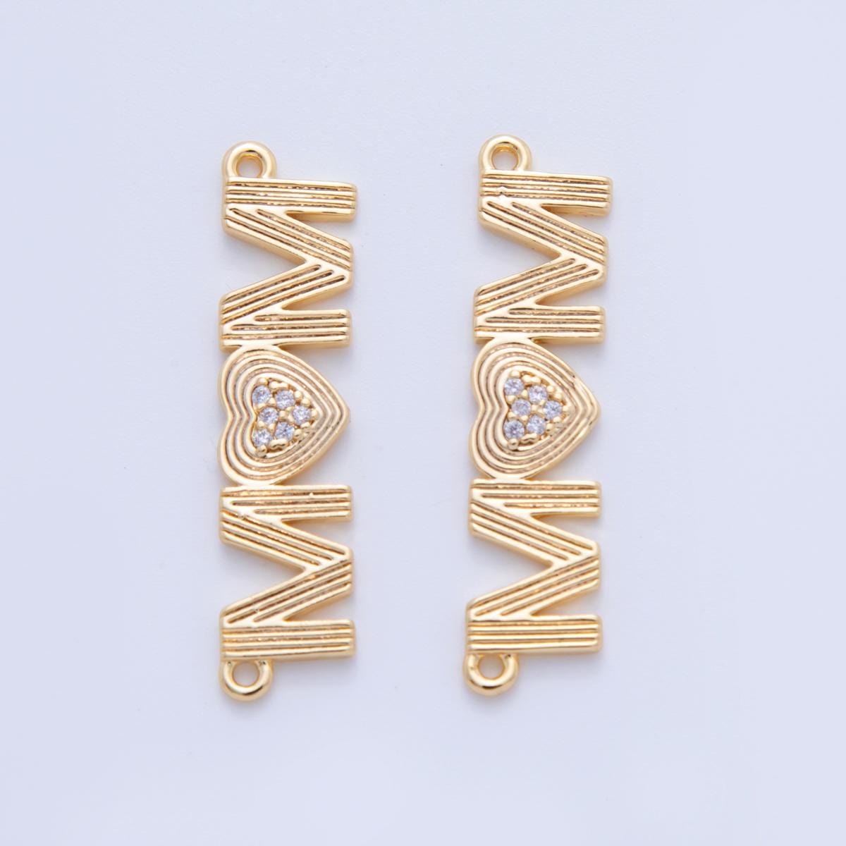 Dainty Retro Mom charm connector, 18k gold filled Groovy Mama Mom Mother script link connector for Necklace Component | Y-045